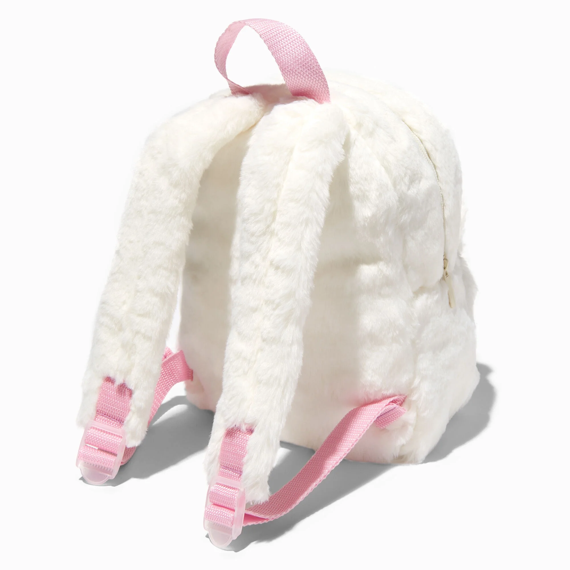 Claire's Club Furry Mini Backpack for Girls Age 3-6 - Little Girl Purse Cute Soft Accessory Kids Small Backpack Toddler Preschool Bookbag Unicorn Star Patch Magical White 8W x 11H x 3D