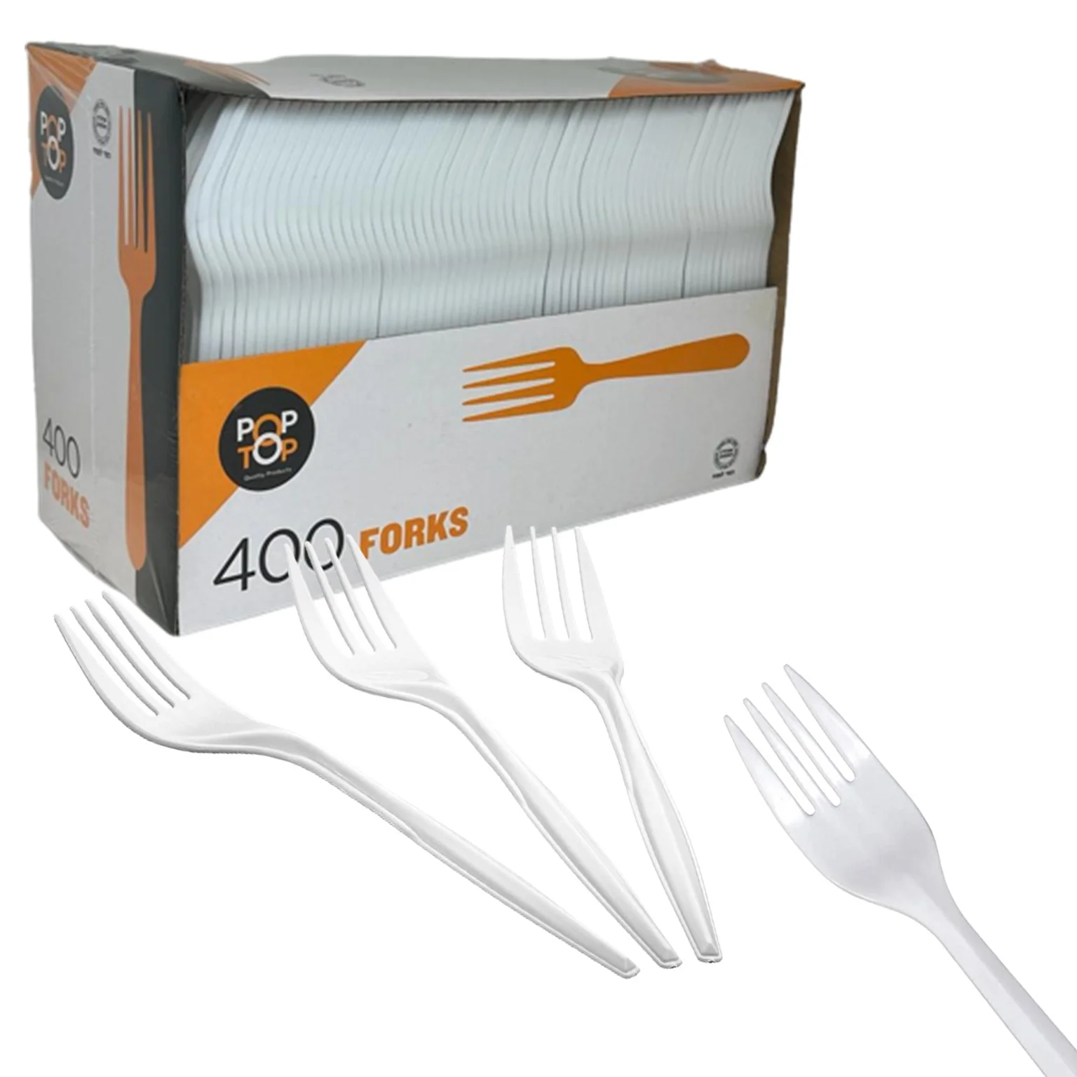Nicole Fantini DisposableDurable Plastic White | Pack of 400 Forks, Heavy Duty Plastic Utensils for all occasion & Parties, 4000 Count