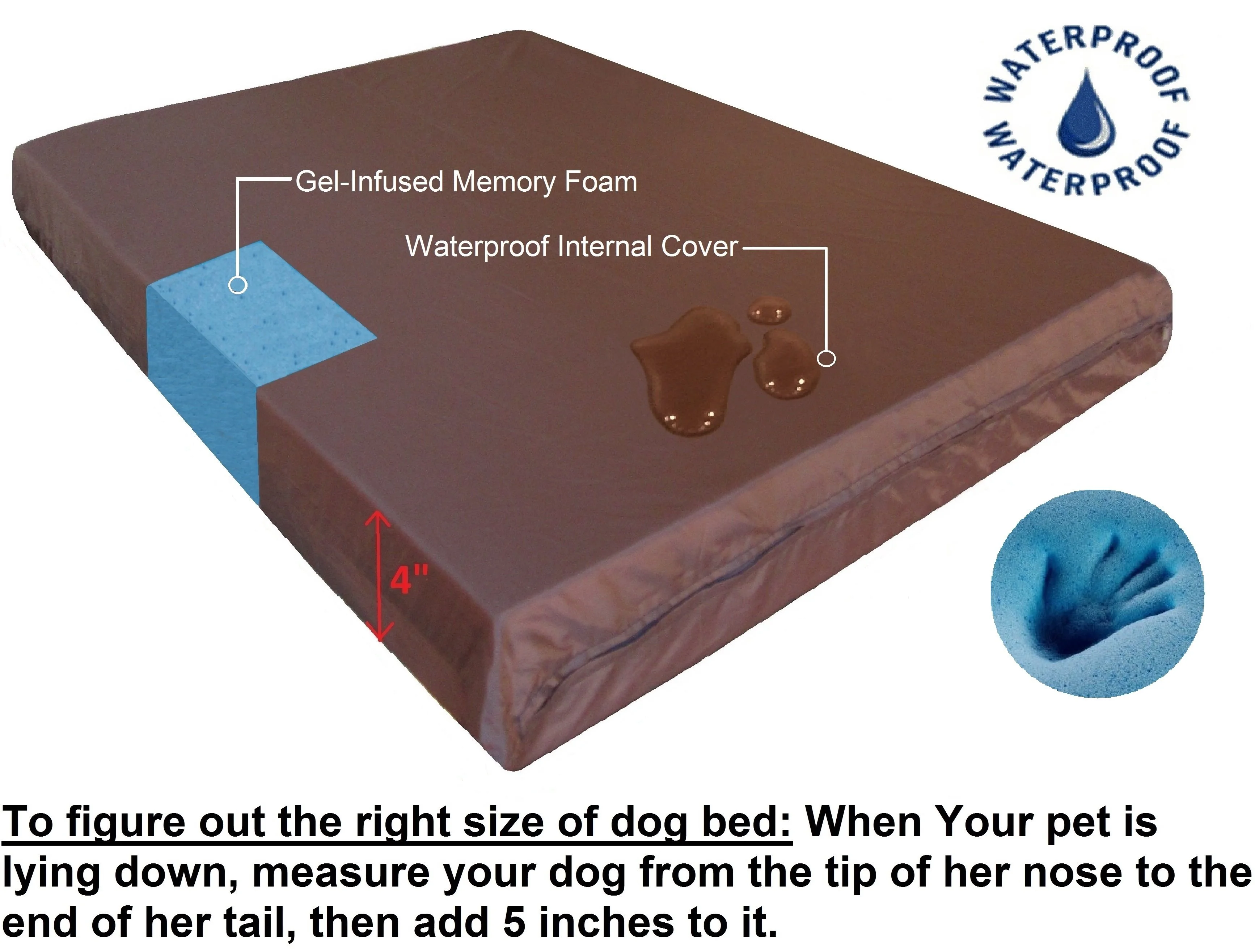 Extra Large Orthopedic Waterproof Memory Foam Dog Bed for Medium to Large Pet 40