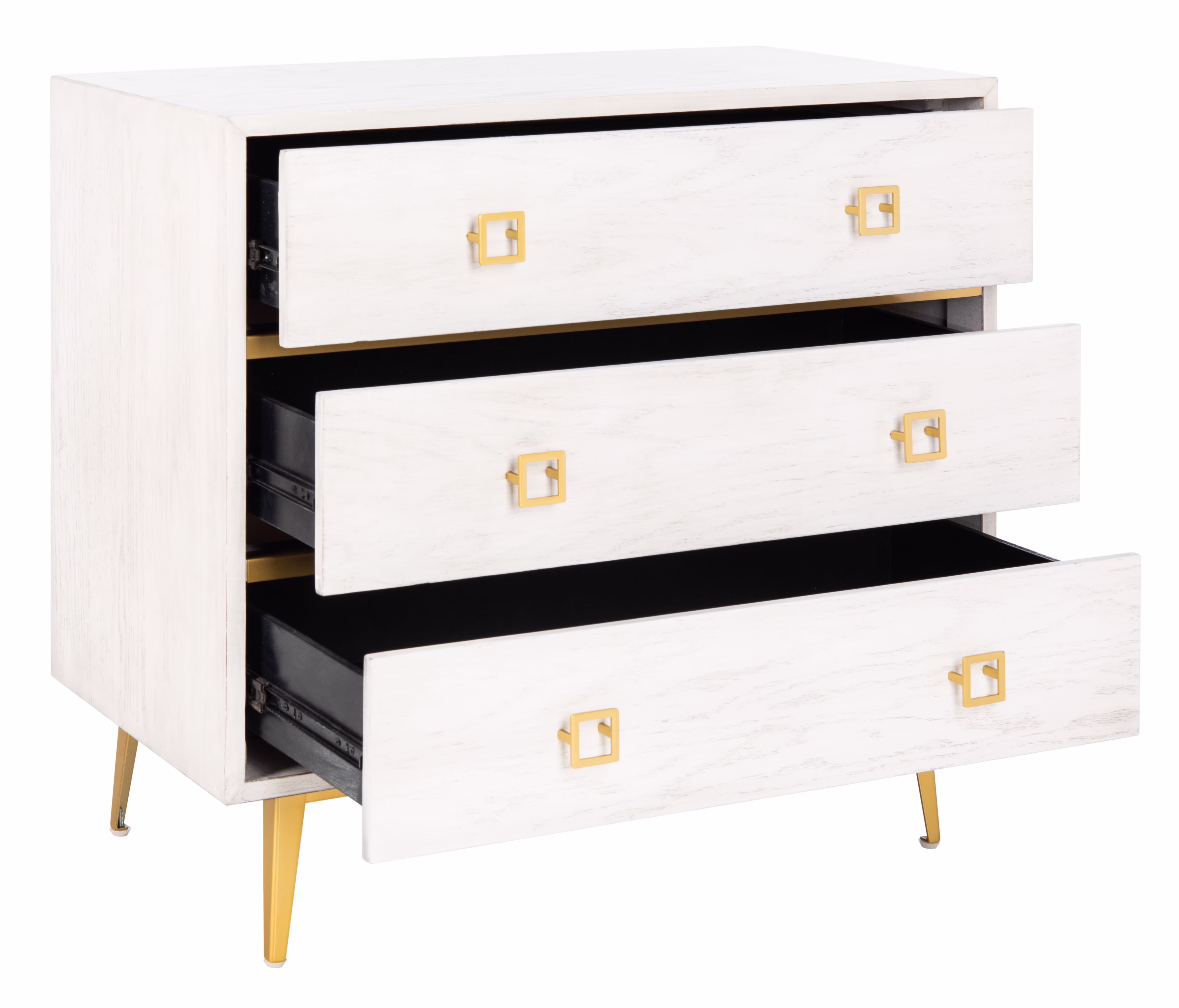 SAFAVIEH Katia Contemporary Retro Three Drawer Chest, White (31.9 in. W x 16 in. D x 29 in. H)