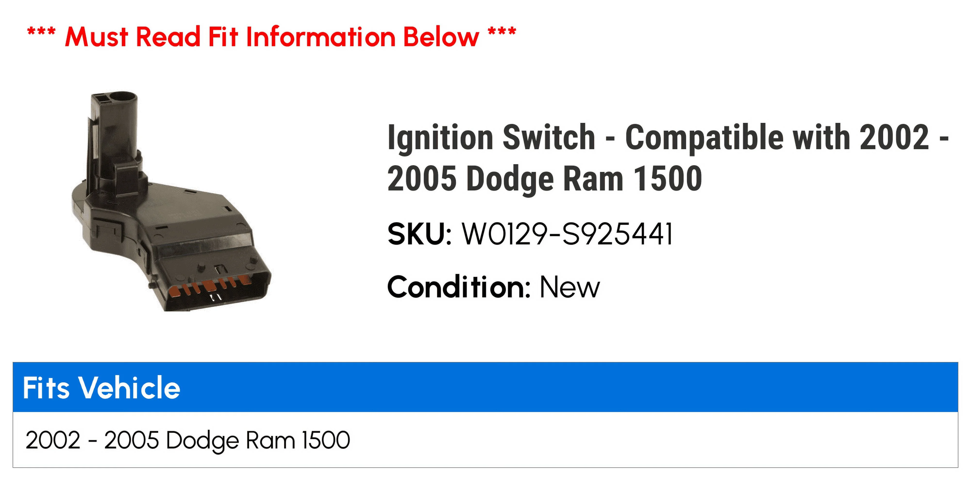 Ignition Switch - Compatible with 2002 - 2005 Dodge Ram 1500 2003 2004