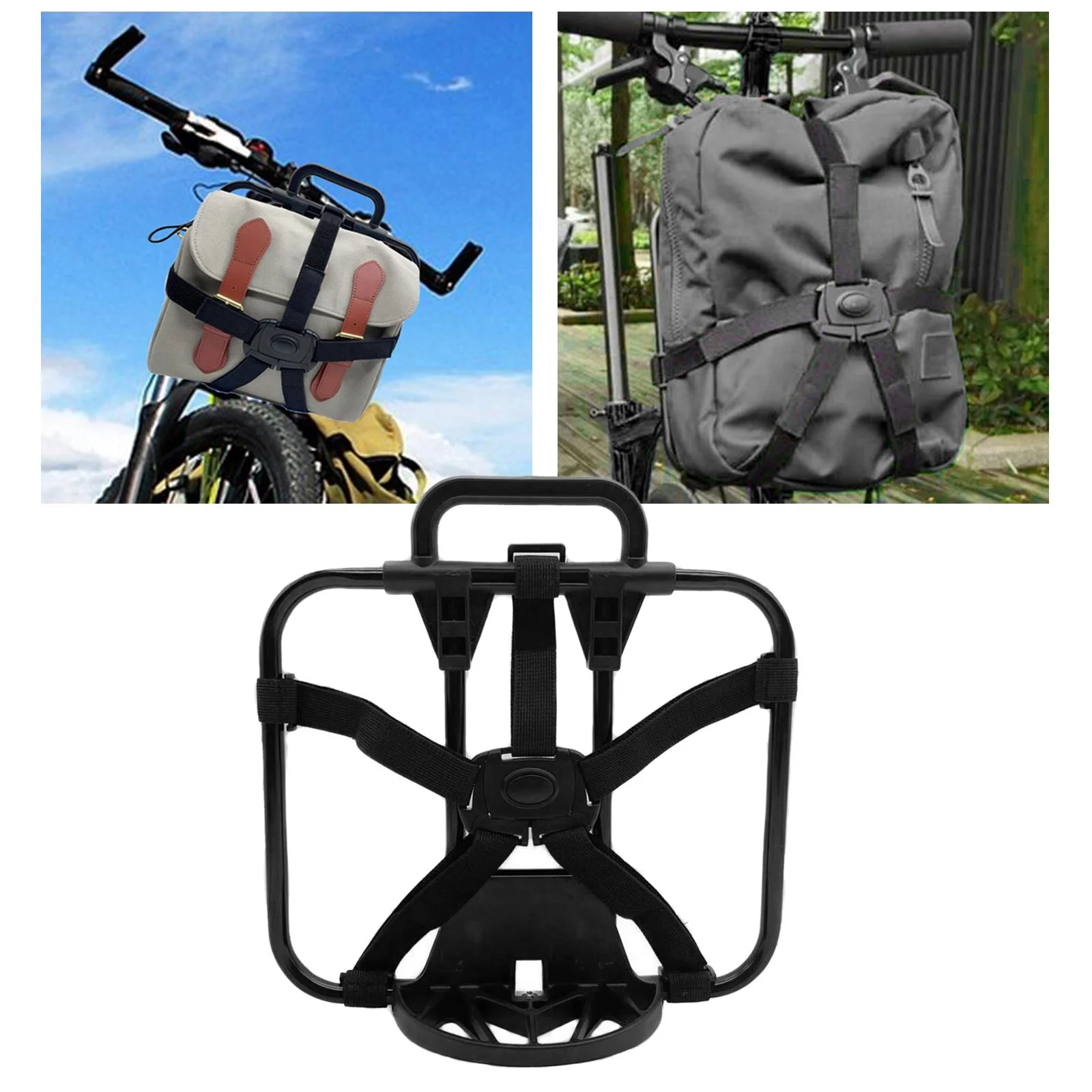 Folding Bike Carrier Bracket Cargo Pannier Keeper Front Bag Holder Rack Black 30x25cm