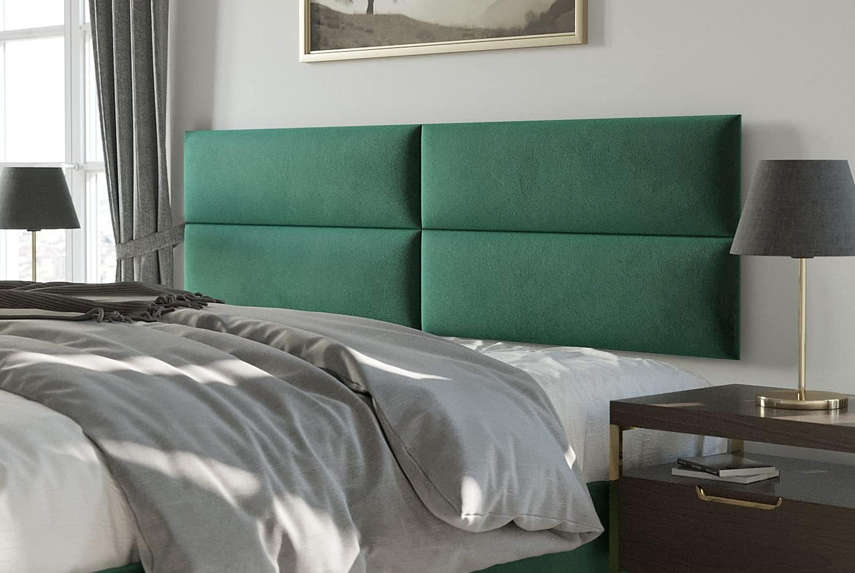 Upholstered Headboards - Accent Wall Panels - Velvet Emerald Green - Queen/Full - Set Of 4 Panels (Each Individual Panel 30