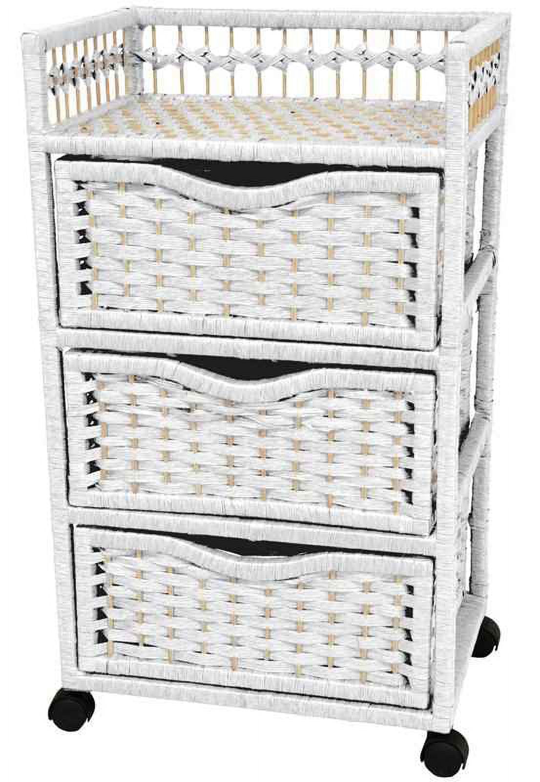 Oriental Furniture 3 Gallon Natural Fiber And Wicker Drawer Chests, White