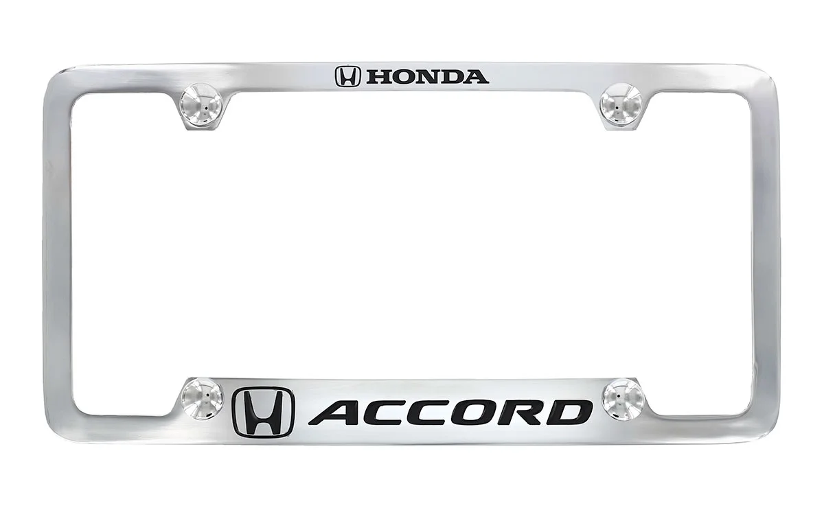 Honda Accord wordmark chrome plated metal license plate frame holder