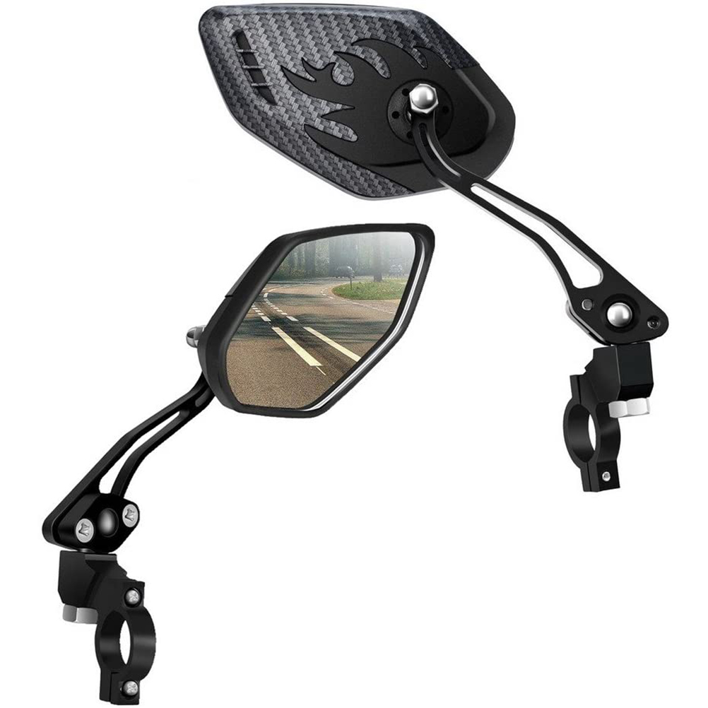 1 Pair Mountain Bike Handlebar Rearview Mirror Rotational Aluminum Alloy Reversing Mirror Reflector Accessories