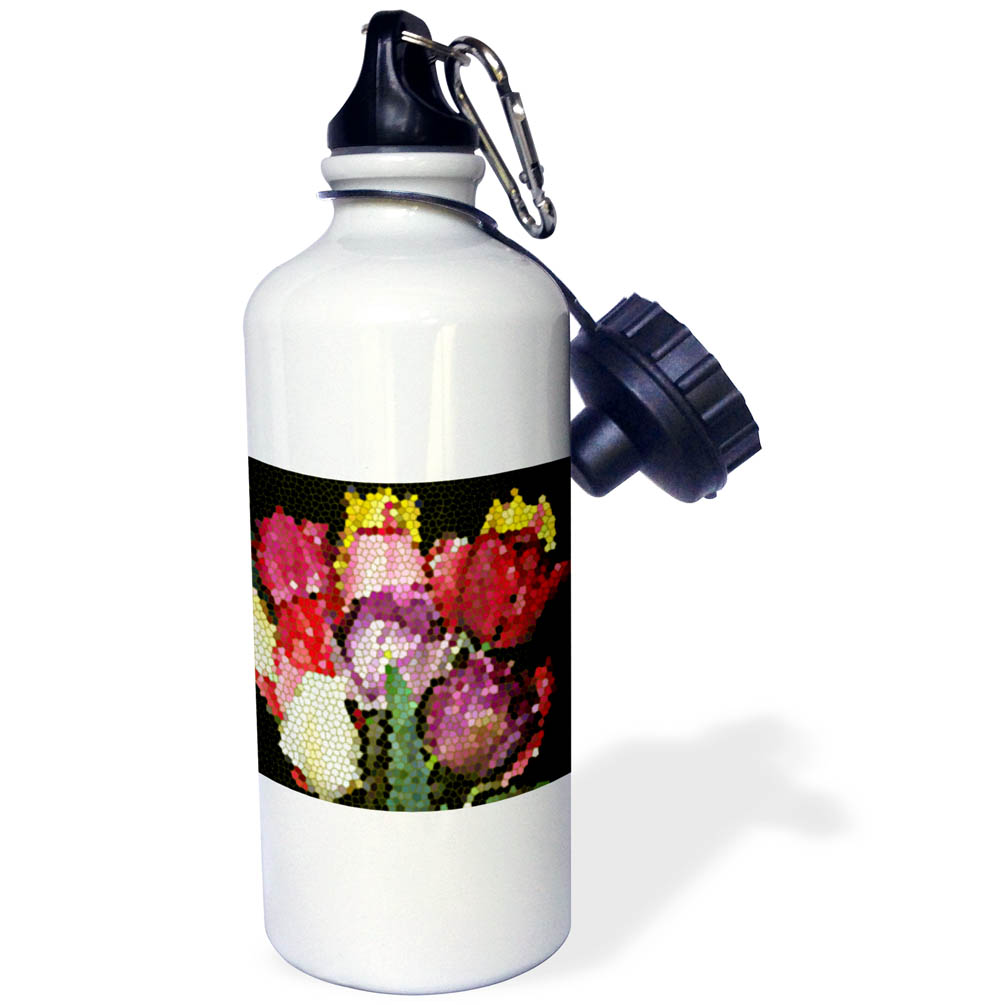 Stain Glass Tulip Bouquet  21 oz Sports Water Bottle wb-14286-1