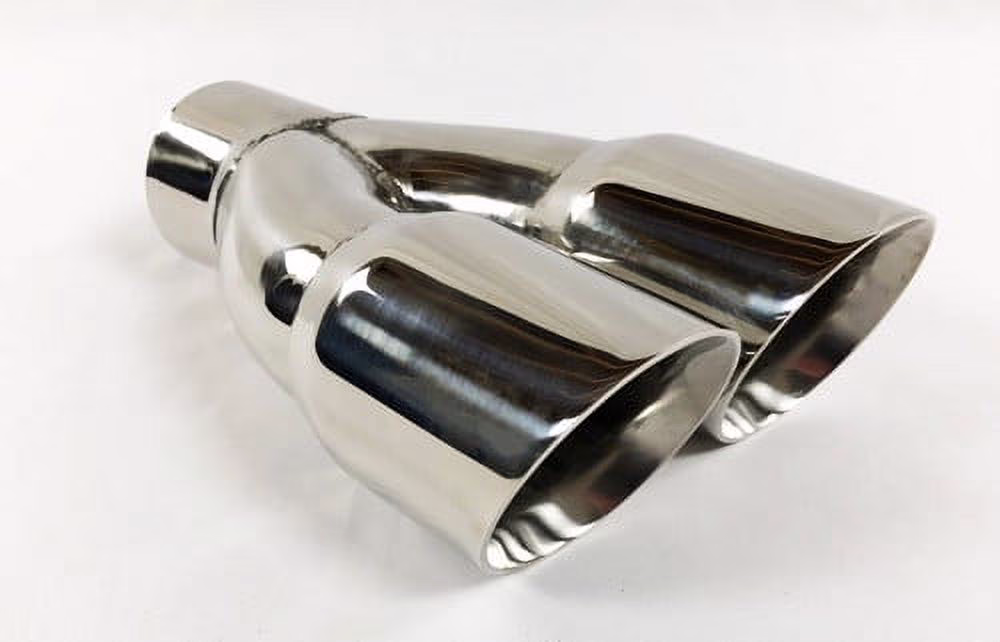 Exhaust Tip 3.00" Inlet Dual 3.00  X 9.50 Long  Round Double Wall Polished 304 Stainless WDDWRP30095-300-HP-SS Wesdon Exhaust Tip