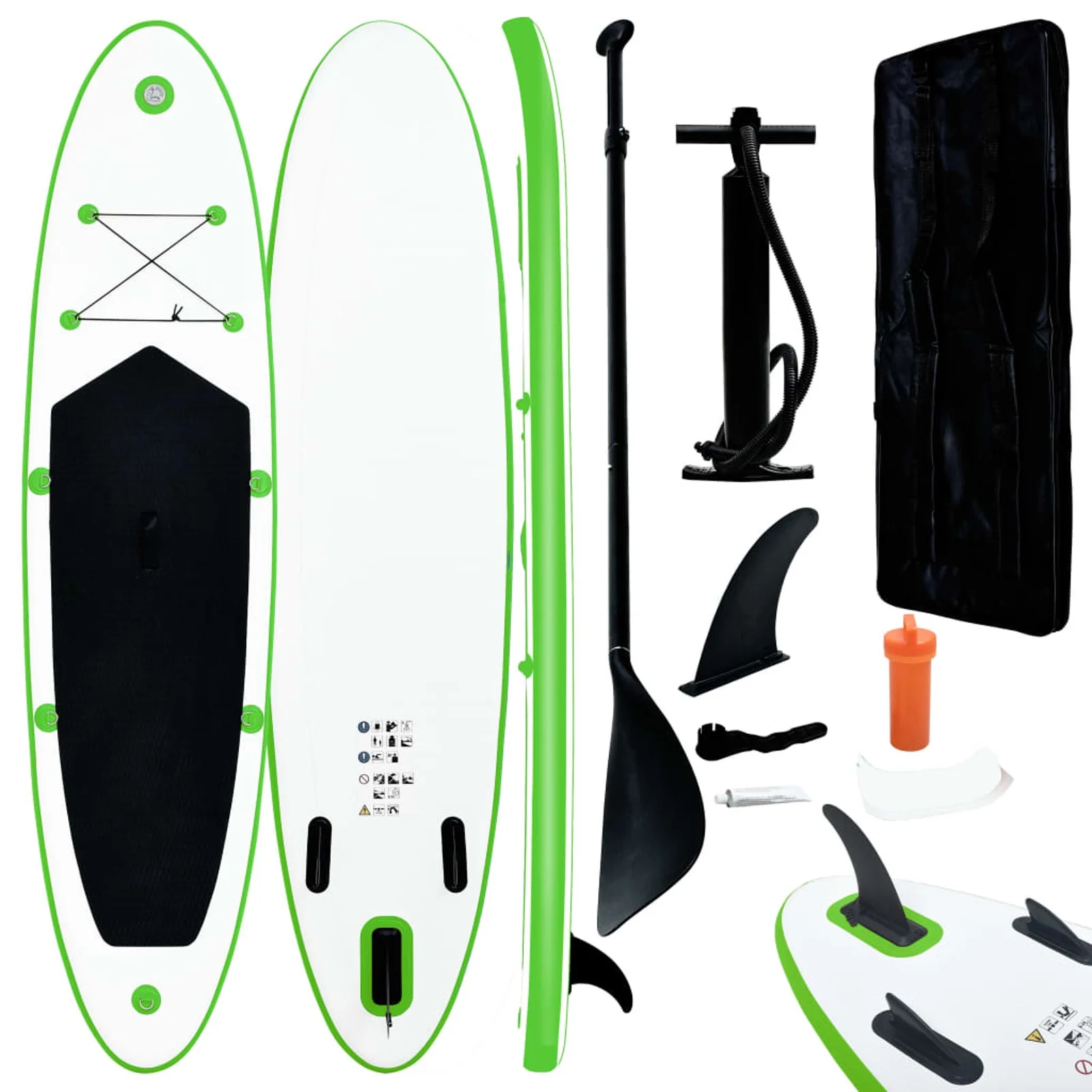 Dcenta Inflatable Paddle Board Set Beach Surfing Board with Oar, Fin, Hand Pump, Repair Kit and Carrying Bag Surfboard for Adults