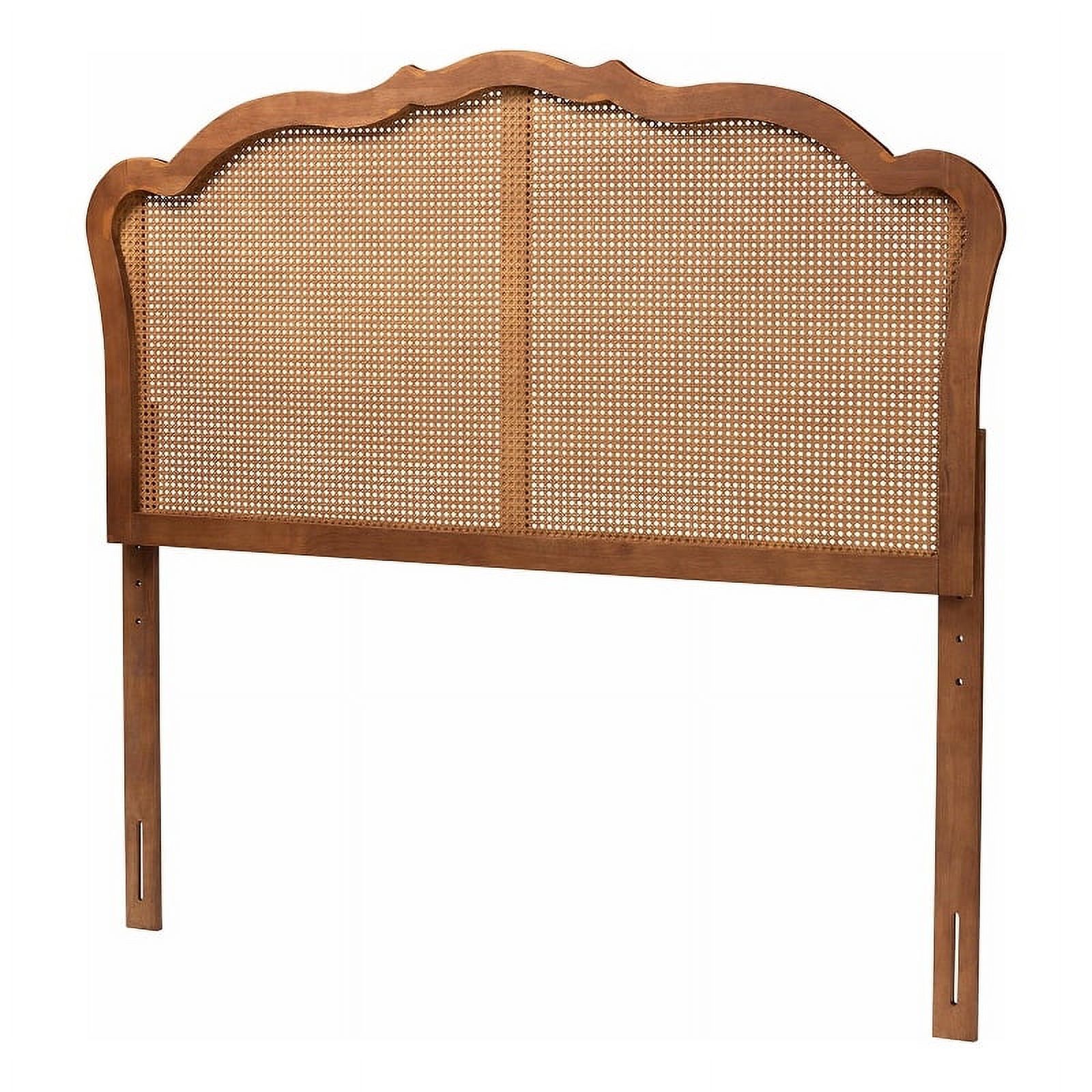Pemberly Row Wood & Rattan King Size Headboard in Ash Walnut