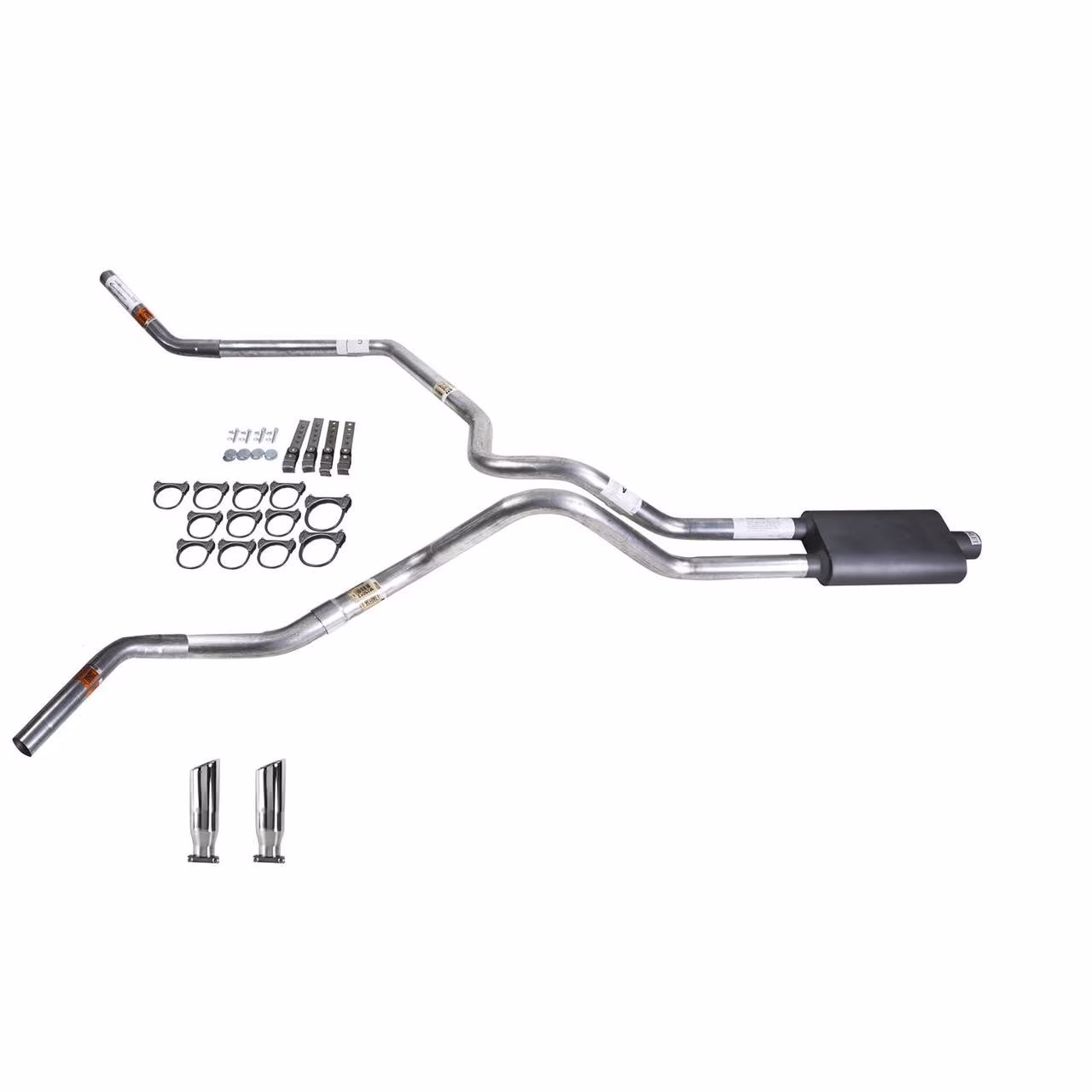 Silverado 99-06 dual exhaust 2.5 MA pipe Flowsound Muffler RC Tip Corner exit