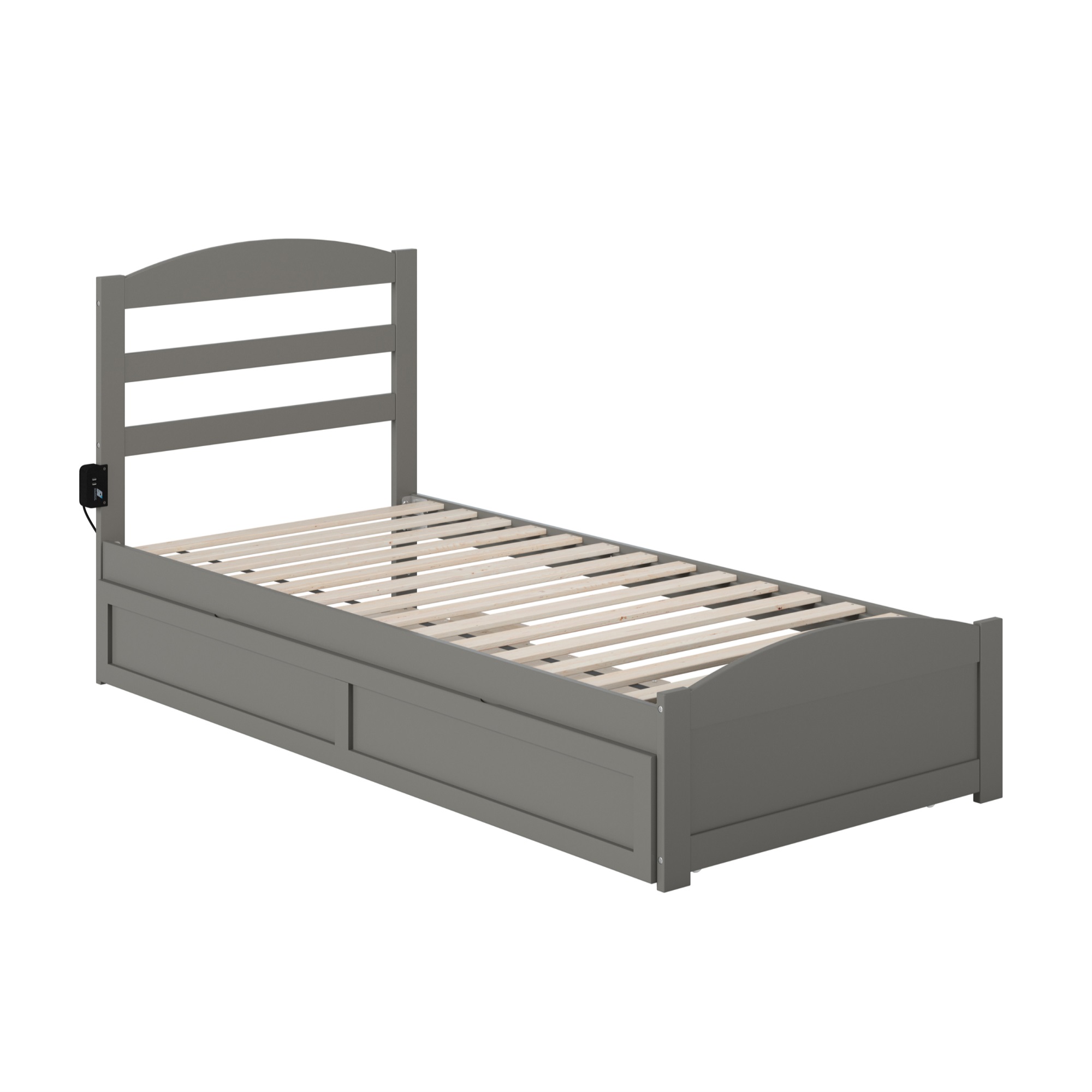 AFI Warren Solid Wood Traditional Twin Bed w/ Twin Trundle in Gray