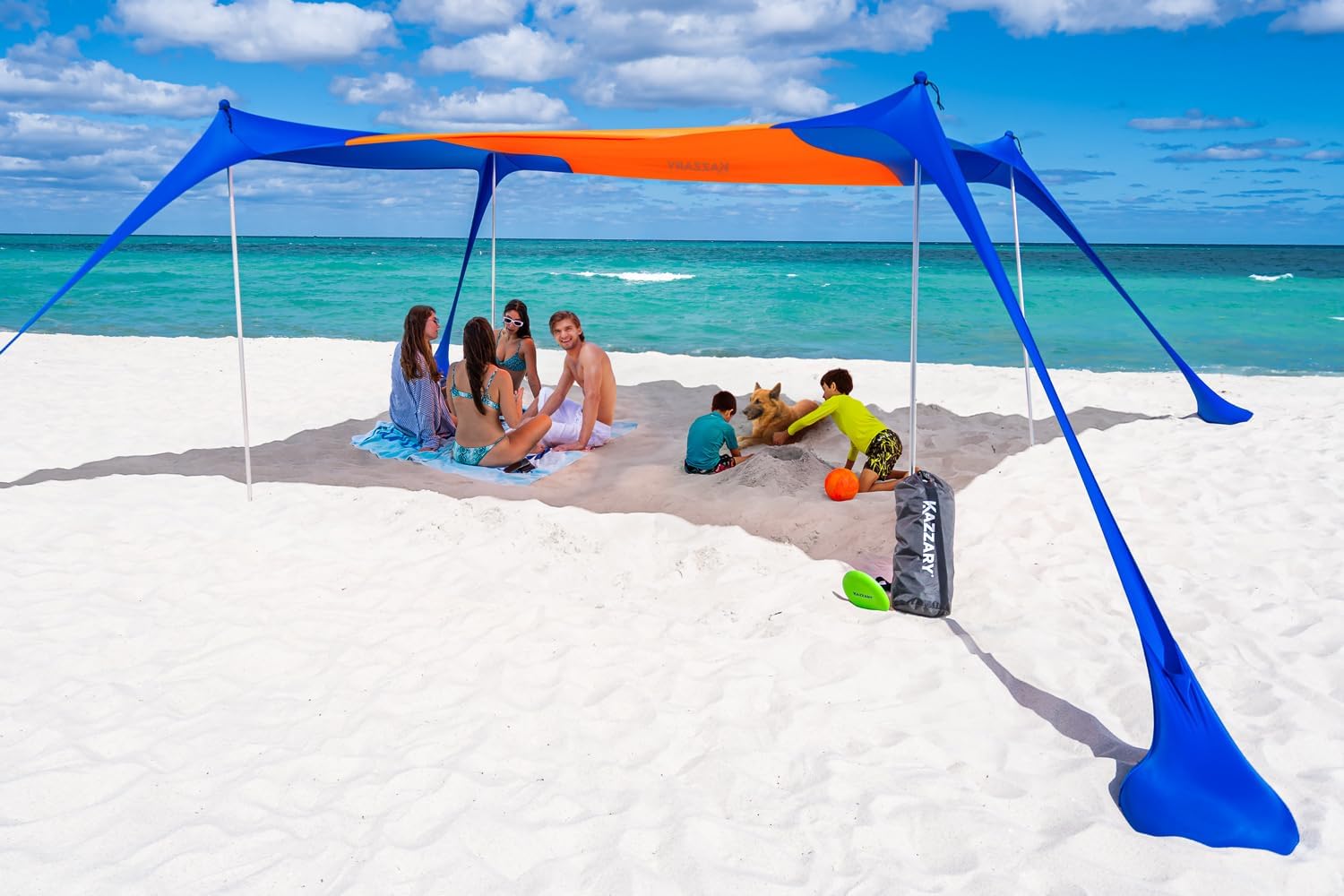 RUO Beach Tent Sun Shelter, XL 7ft Tall 10x10, UPF50+ Lightweight Outdoor Beach Shade Canopy. Easy Setup Beach Canopy Tent Sun Shade, 4 Stability Poles, Ground Pegs and Flying Disc Sand Shovel