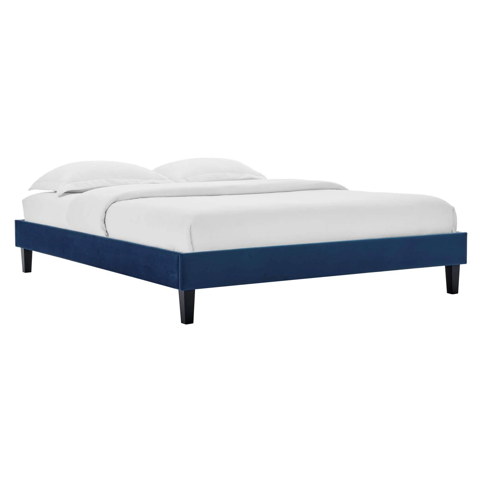 Modway Reign Twin Performance Velvet Platform Bed Frame in Navy
