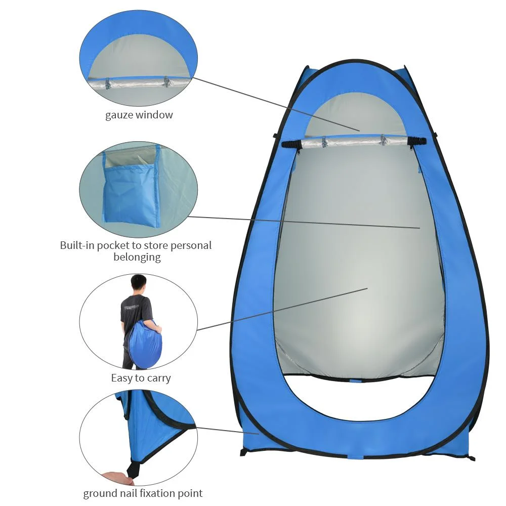 GoDecor Outdoor Patio Pop Up Camping Shower Tent Blue