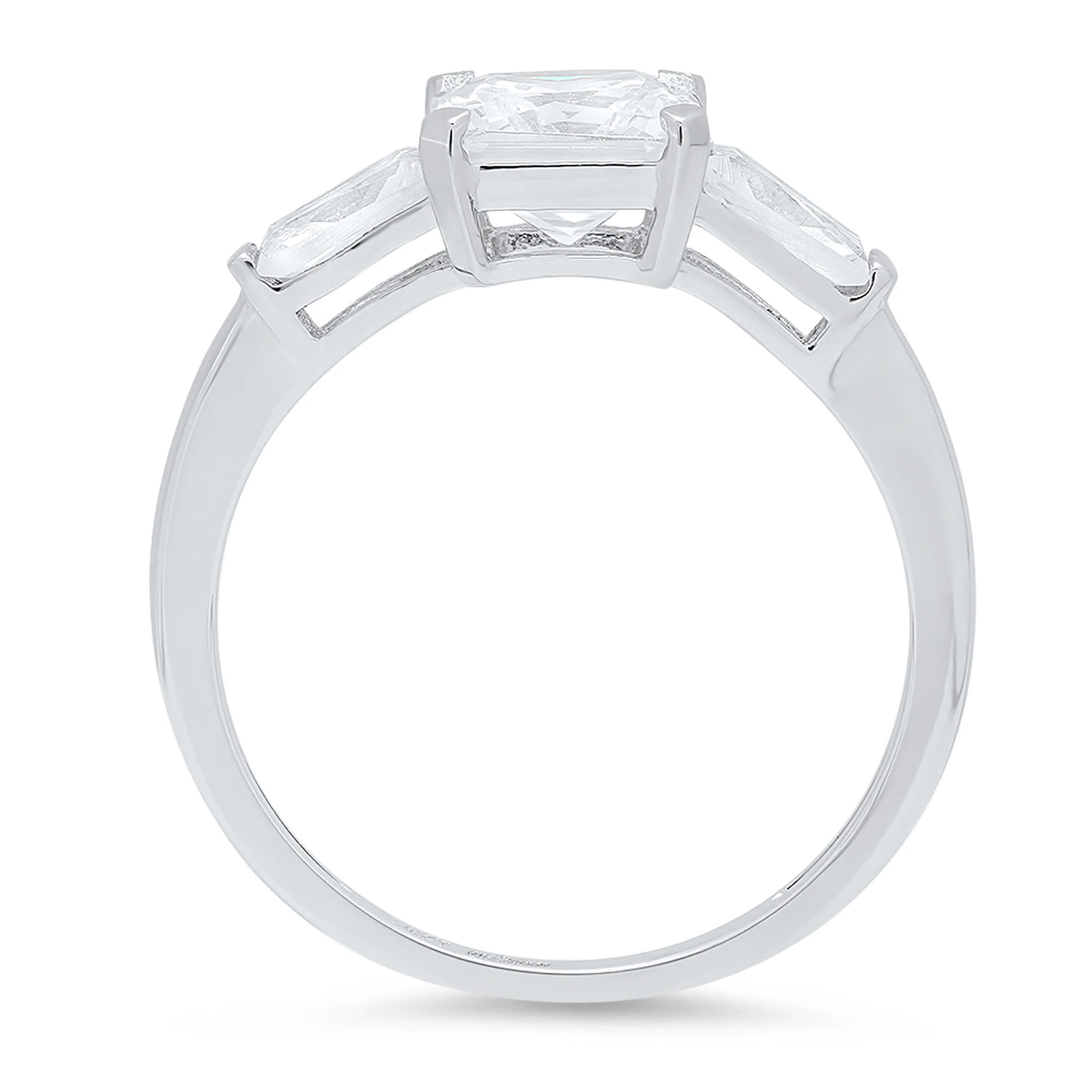 1.62 ct Brilliant Square Emerald Cut Simulated Diamond 14k White Gold Three-Stone Ring SZ 5