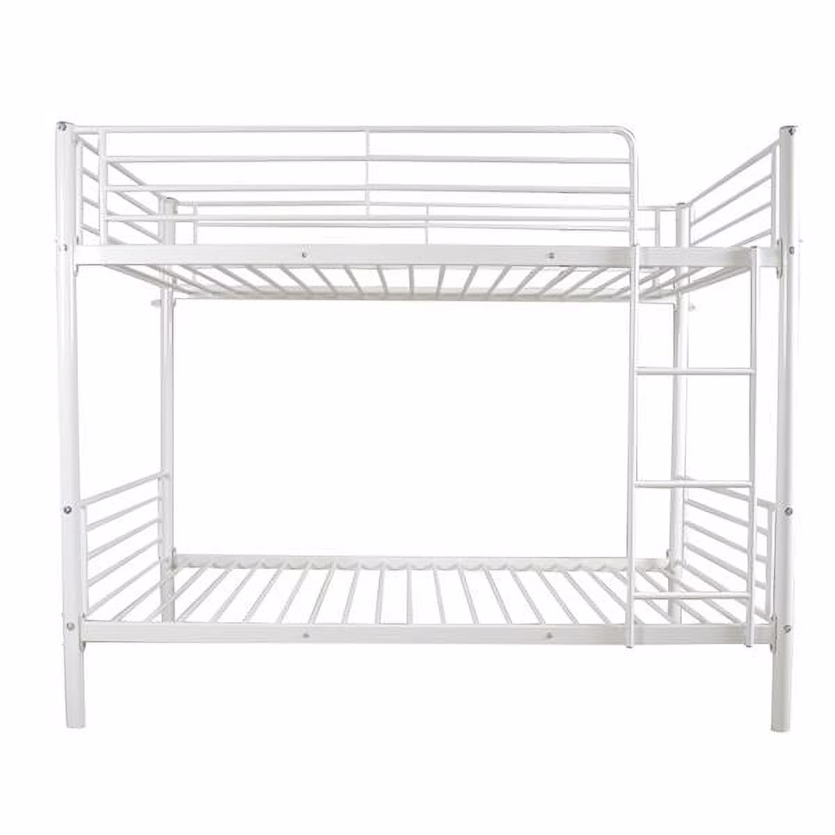 SYTHERS Bunk Bed Twin Over Twin for Kids, Teens & Adults, Bunk Bed with Stairs and Safety Guard Rail, No Box Spring Needed, White