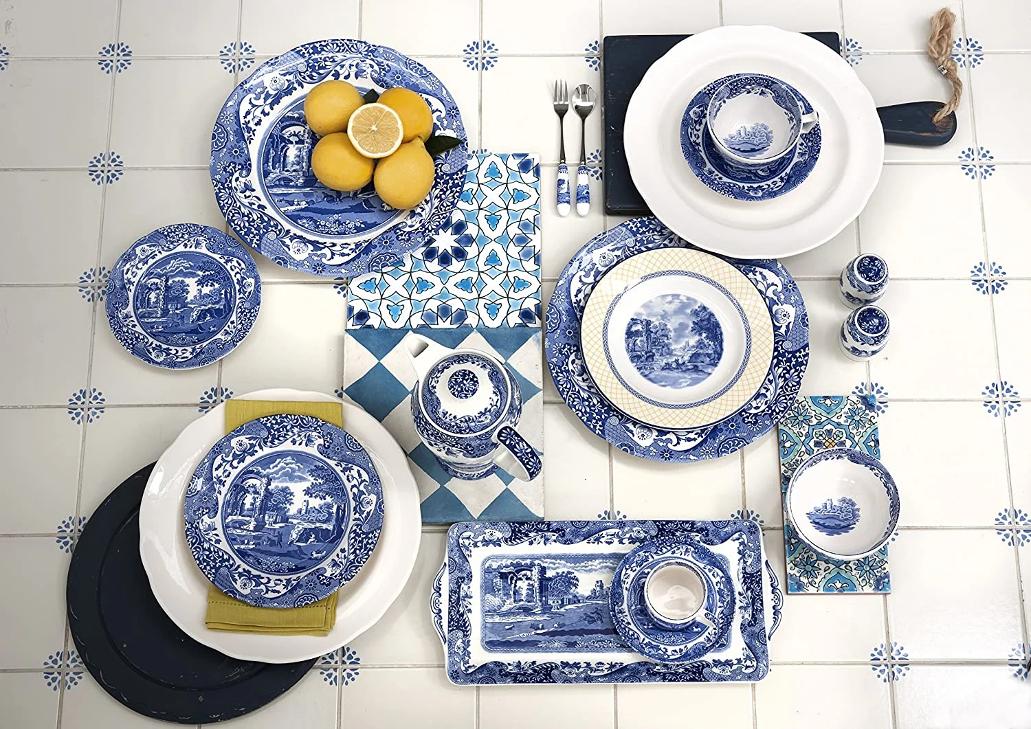 Pimpernel Spode Blue Italian Placemats, Set of 4, 15.7 X 11.7