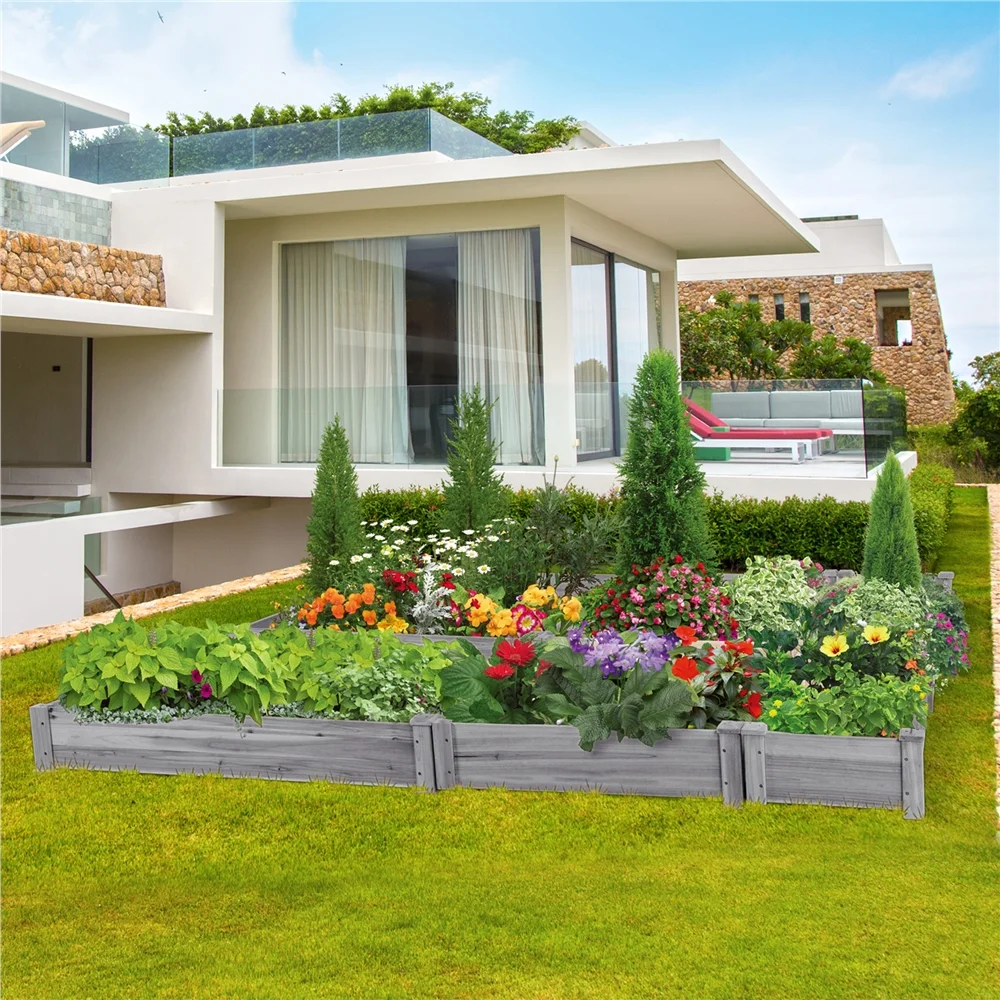 Easyfashion 3 Tier Raised Garden Bed Elevated Planter, Gray