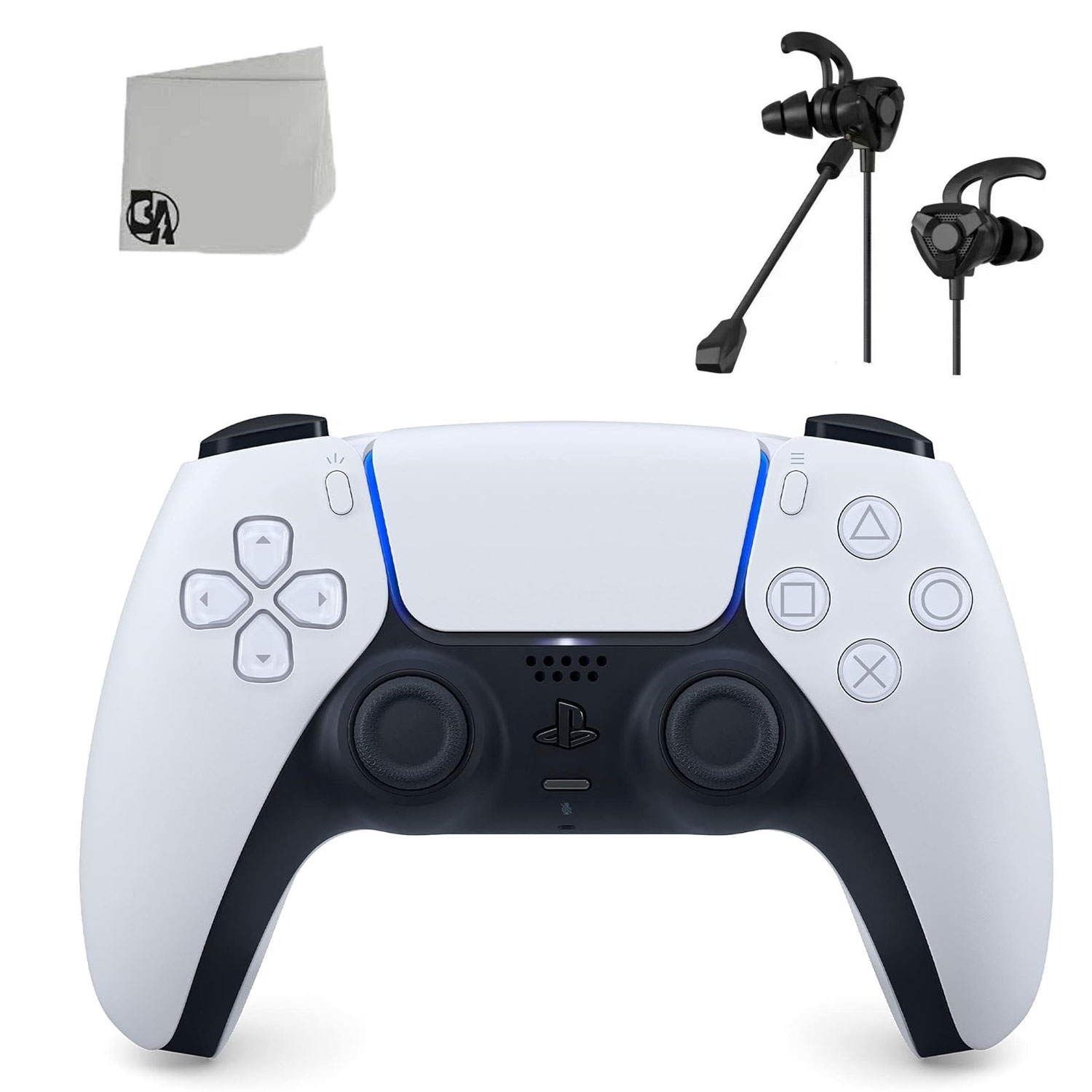 DualSense PlayStation Wireless Controller - White - Like New With Earbuds Bundle BOLT AXTION
