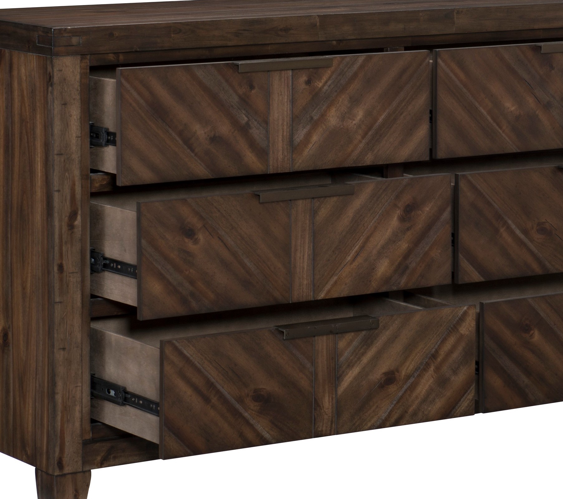 Modern-Rustic Design 1pc Wooden Dresser of 6x Drawers Distressed Espresso Finish Plank Style Detailing Bedroom Furniture