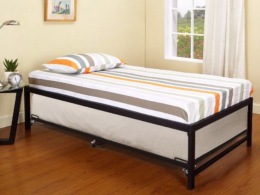 Kings Brand Furniture - Black Metal Twin Size Day Bed (Daybed) Frame with Roll Out Trundle