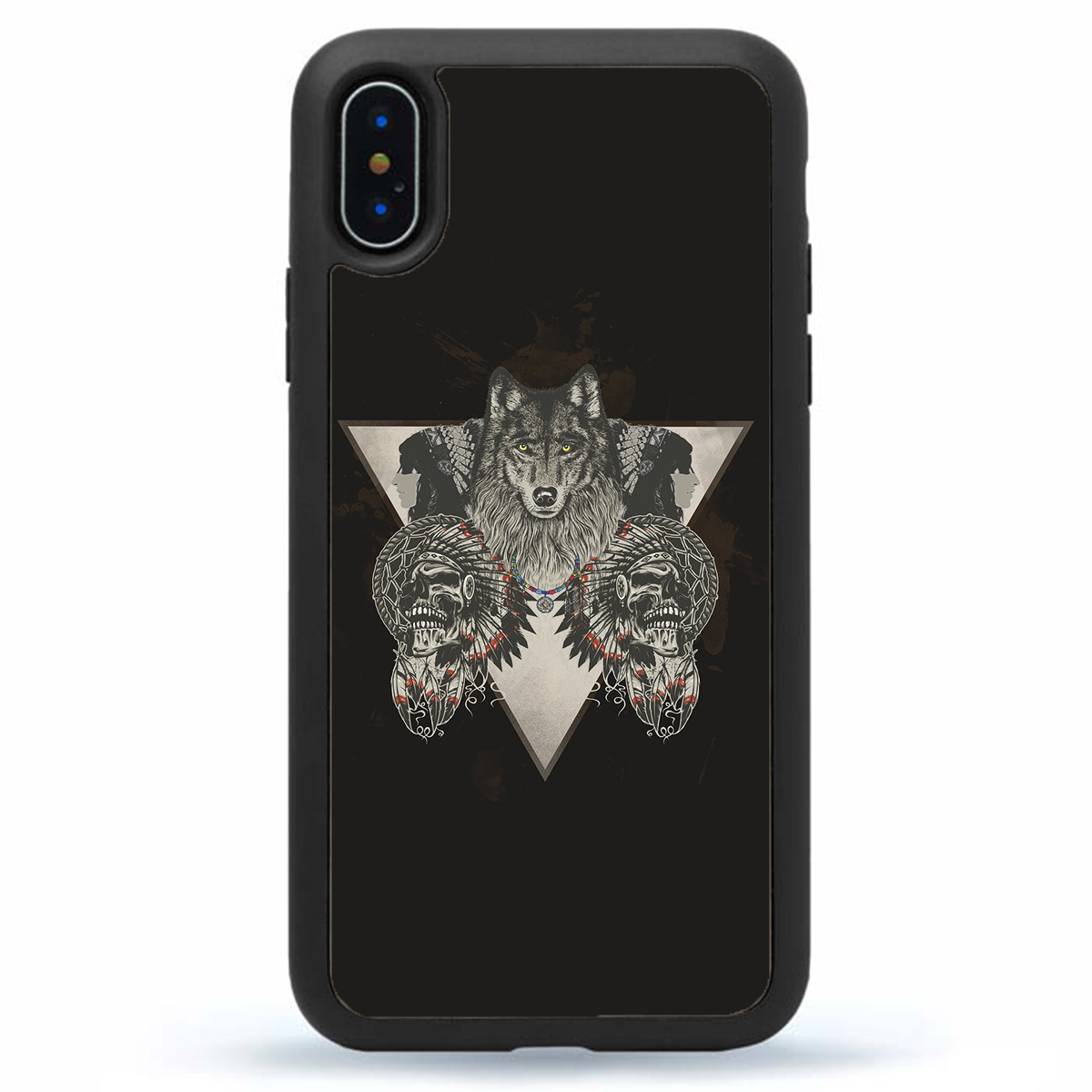 Native American Skull & Wolf Case Wolves Slim Shockproof Hard Rubber Custom Case Cover For iPhone 15 Pro Max 14 Plus 13