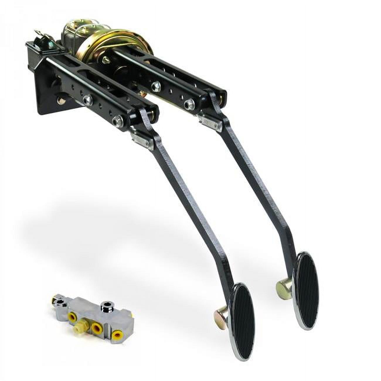 Helix Suspension Brakes & Steering  Universal Adjustable Firewall 9 in. Single Brake Dual Pedal Kit Disc & Drum Small Chrome Oval Pad