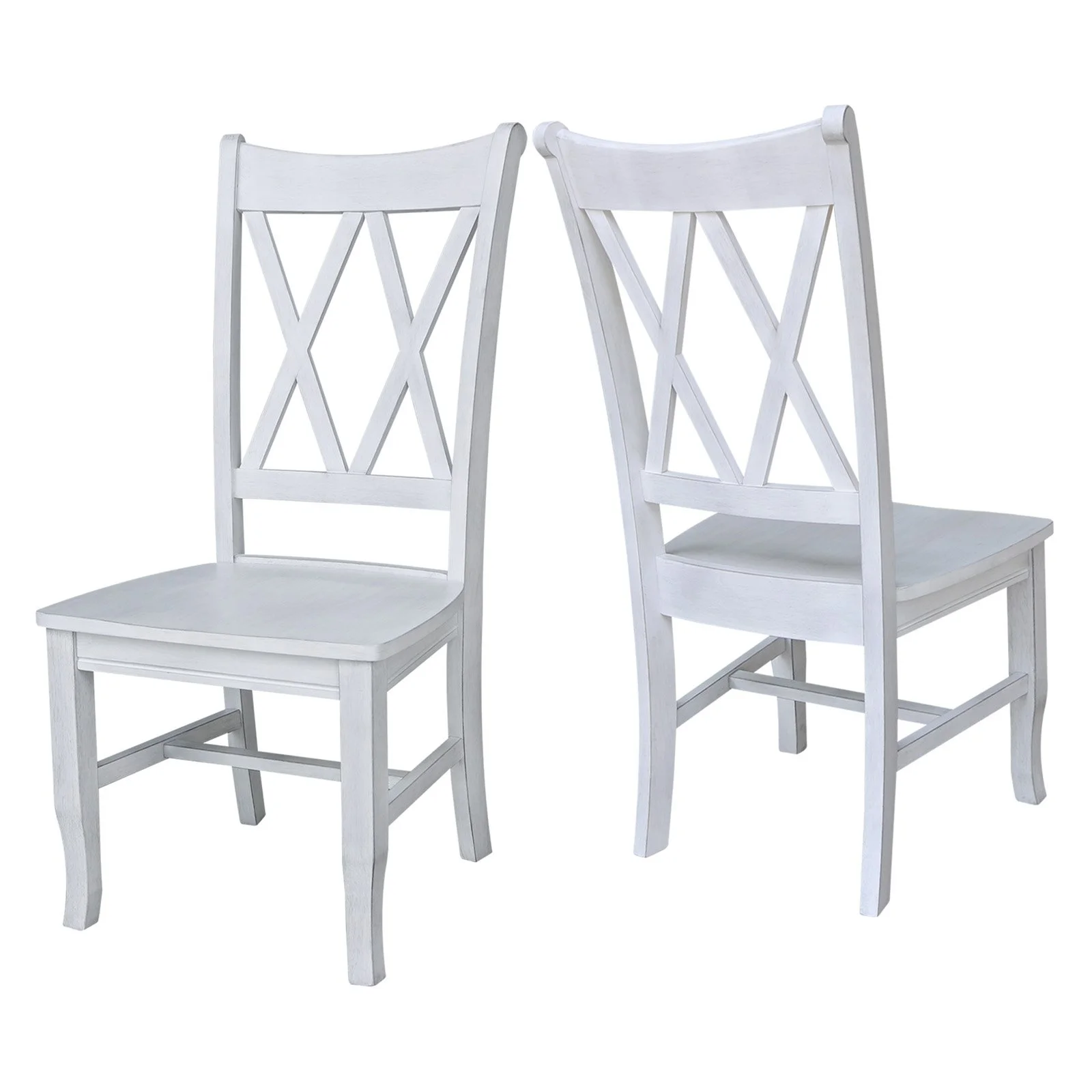 Double XX Solid Wood Chairs in White- Set of 2
