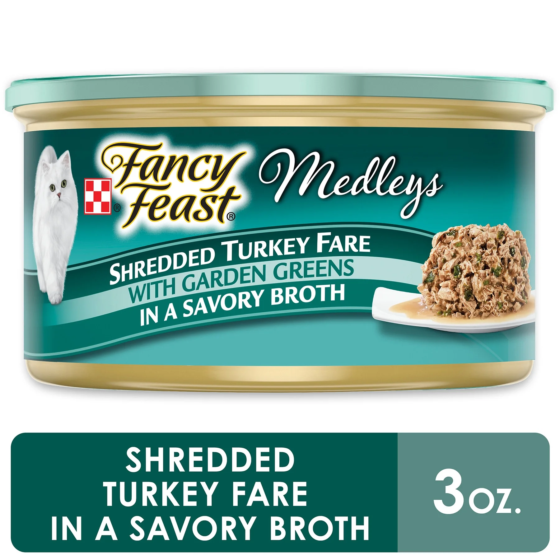 Purina Fancy Feast Medleys Shredded Turkey Fare With Garden Greens, 3 oz. (Pack of 12)