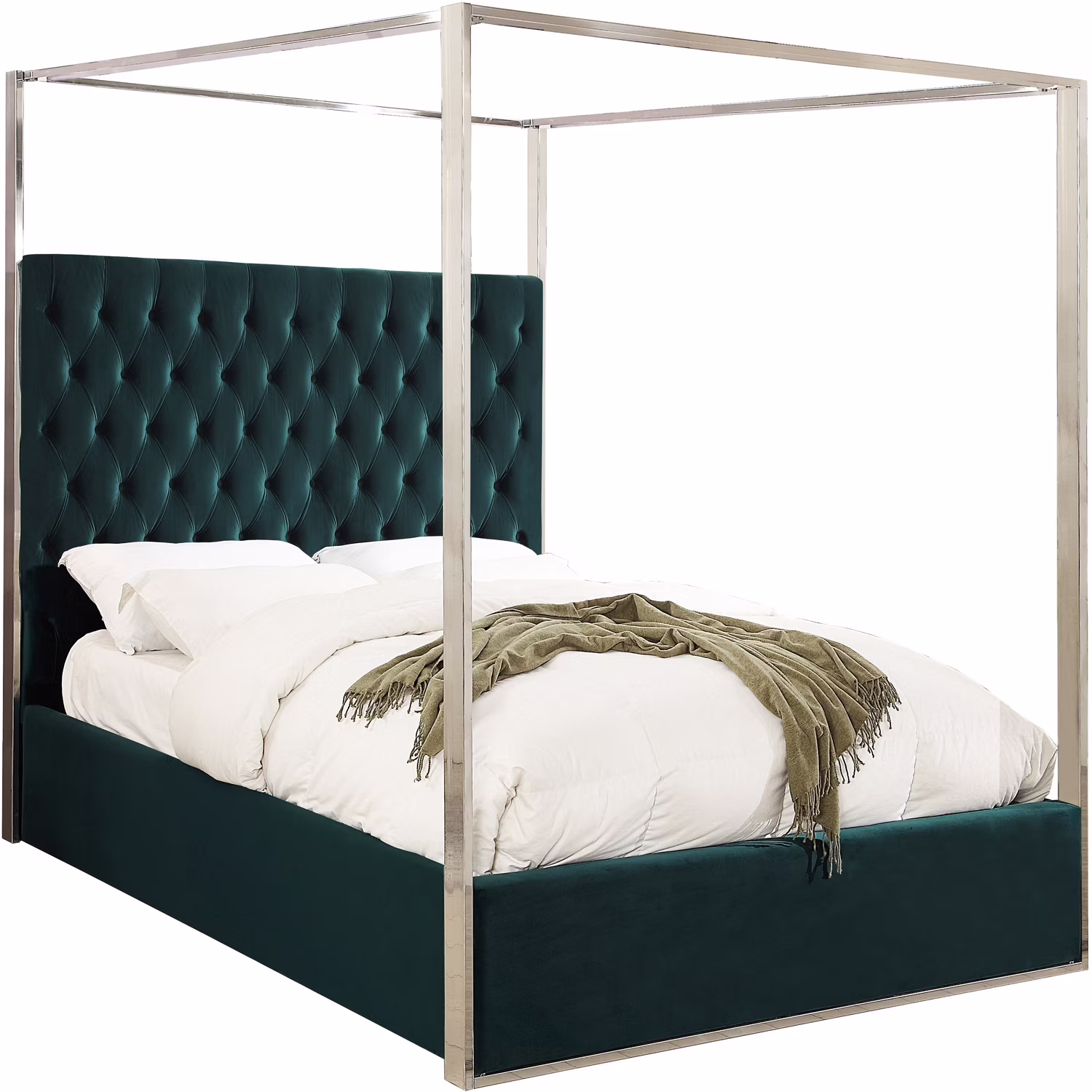 Porter Green Velvet King Bed-Color:Green Velvet,Style:Contemporary