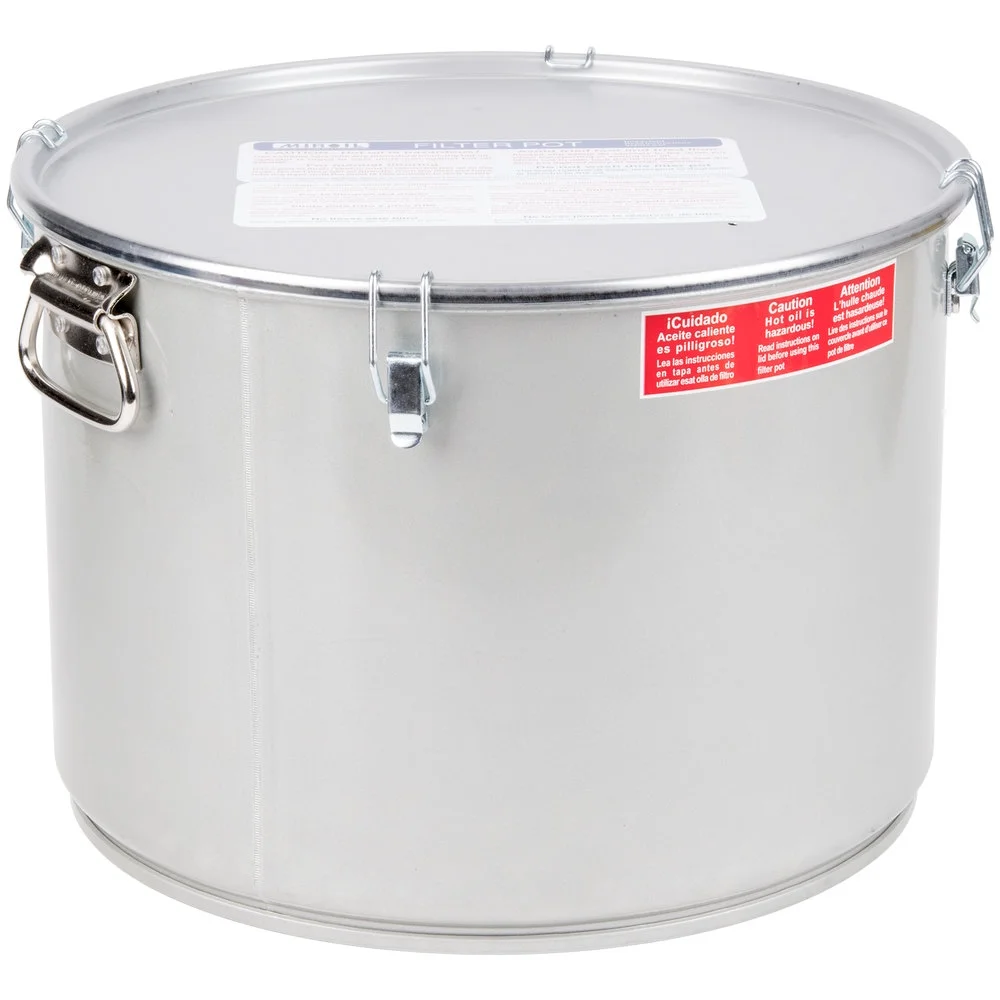 MirOil 60L Grease Bucket & Oil Filter Pot, Gasket Safety Lid with Quick Lock Clips, For Fryer Oil Capacity Up to 55 lbs. Low Profile To Fit Under Drain Valves, For Filtering of Hot Oil…