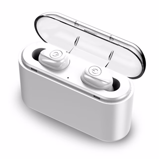 TWS Bluetooth Earbuds Wireless Headphones 5.0 in-Ear Noise Cancelling Headphones with 2200mAh Charging Case for Work Sports White