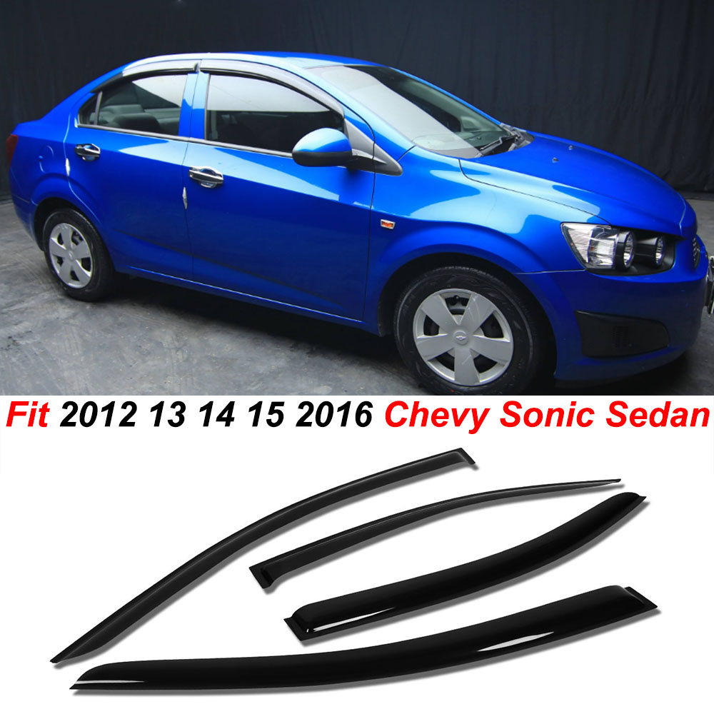 For 2012 13 14 15 2016 Chevy Sonic Sedan Smoke Tint Window Visor Wind/Rain Deflector 4pc