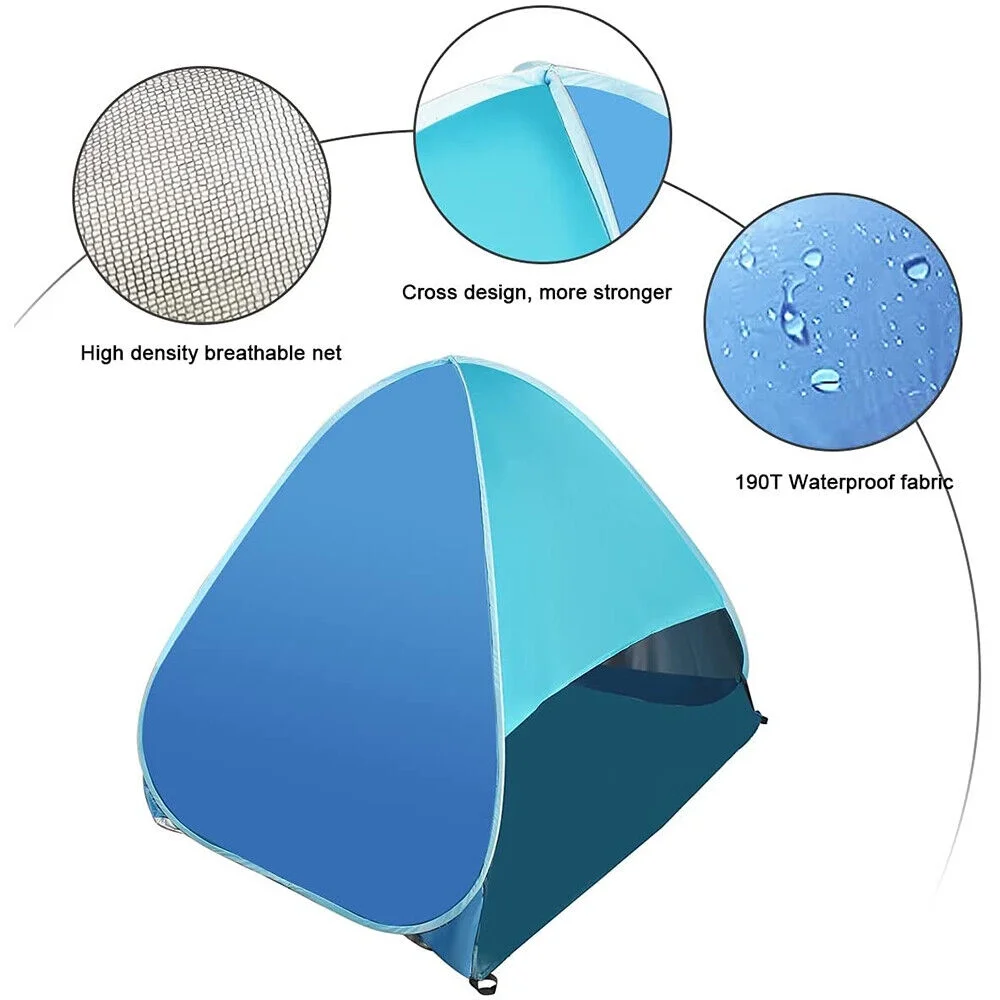 Automatic Pop-up Beach Tent Open in Seconds 3-4 Persons UPF50+ Beach Sun Shade