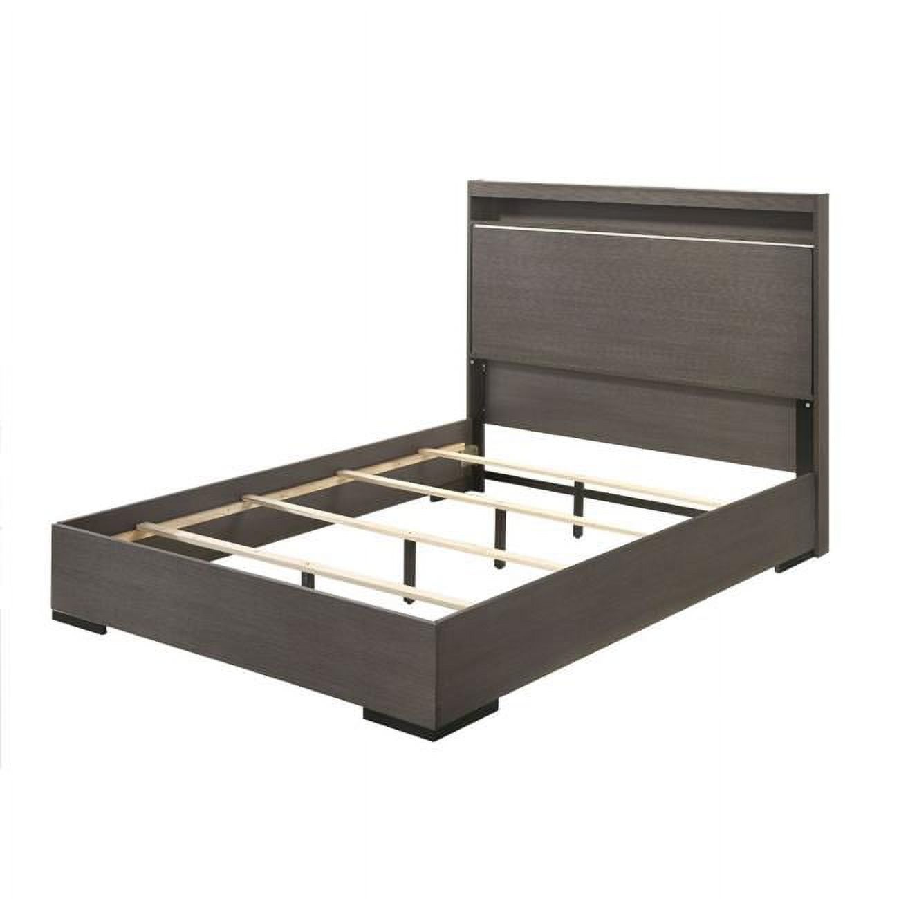 Eastern King Bed, LED & Gray Oak - 56 x 80 x 86 in.