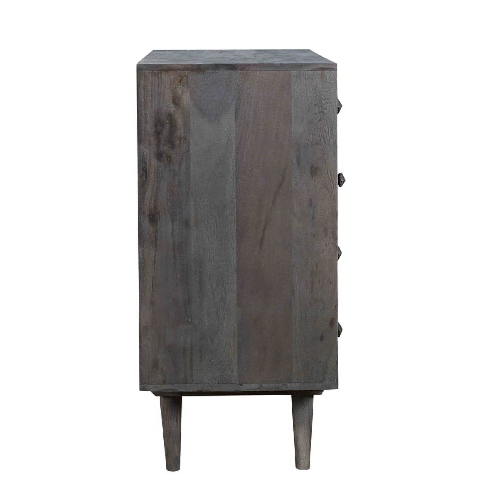 Onyx 4-Drawer Solid Wood Chest in Dark Gray with Hand-Carved Details