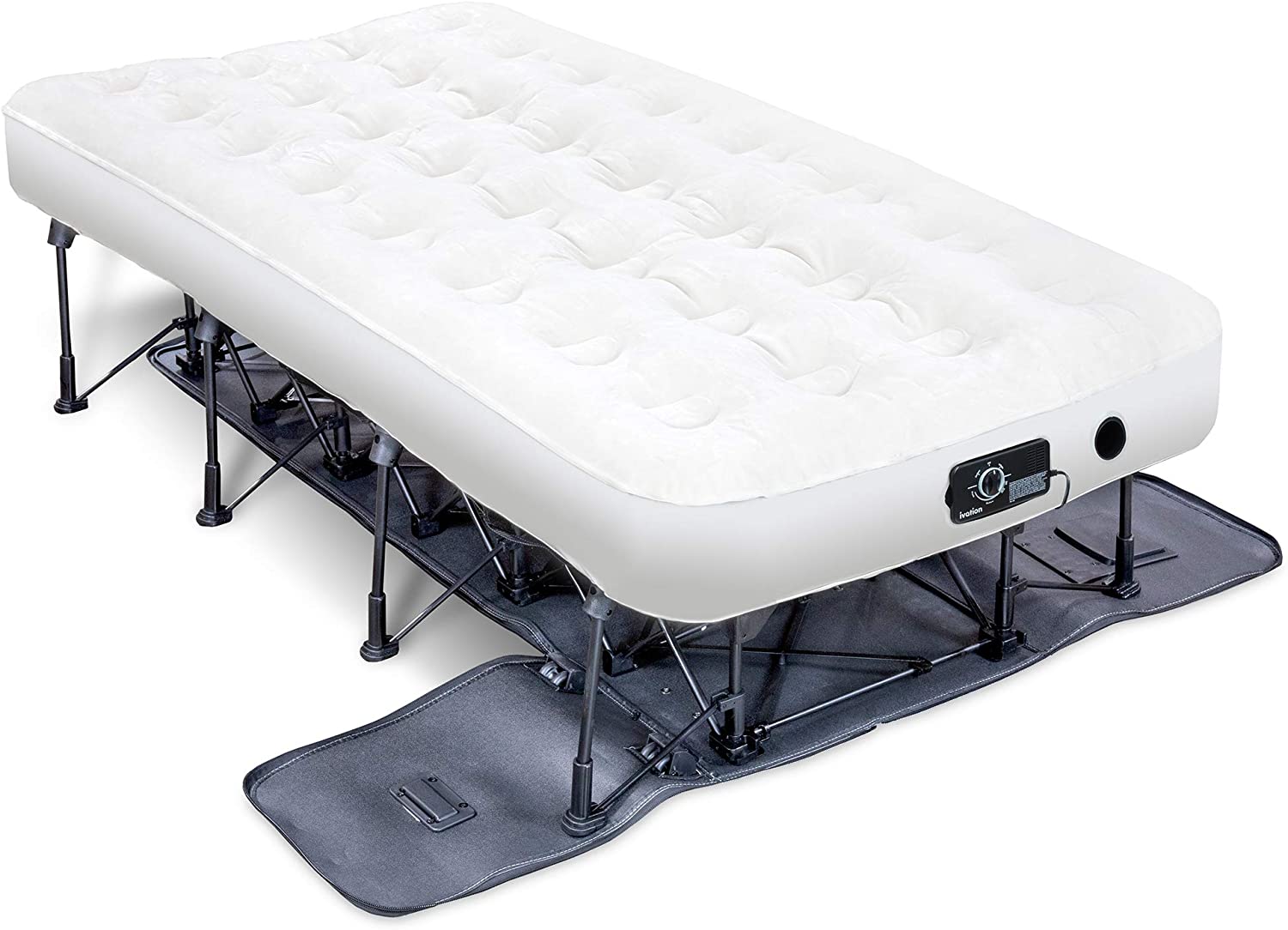 Ivation EZ-Bed (Queen) Air Mattress with Frame & Rolling Case  Self Inflatable  Blow Up Bed Auto Shut-Off  Comfortable Surface AirBed  Best for Guest  Travel  Vacation  Camping