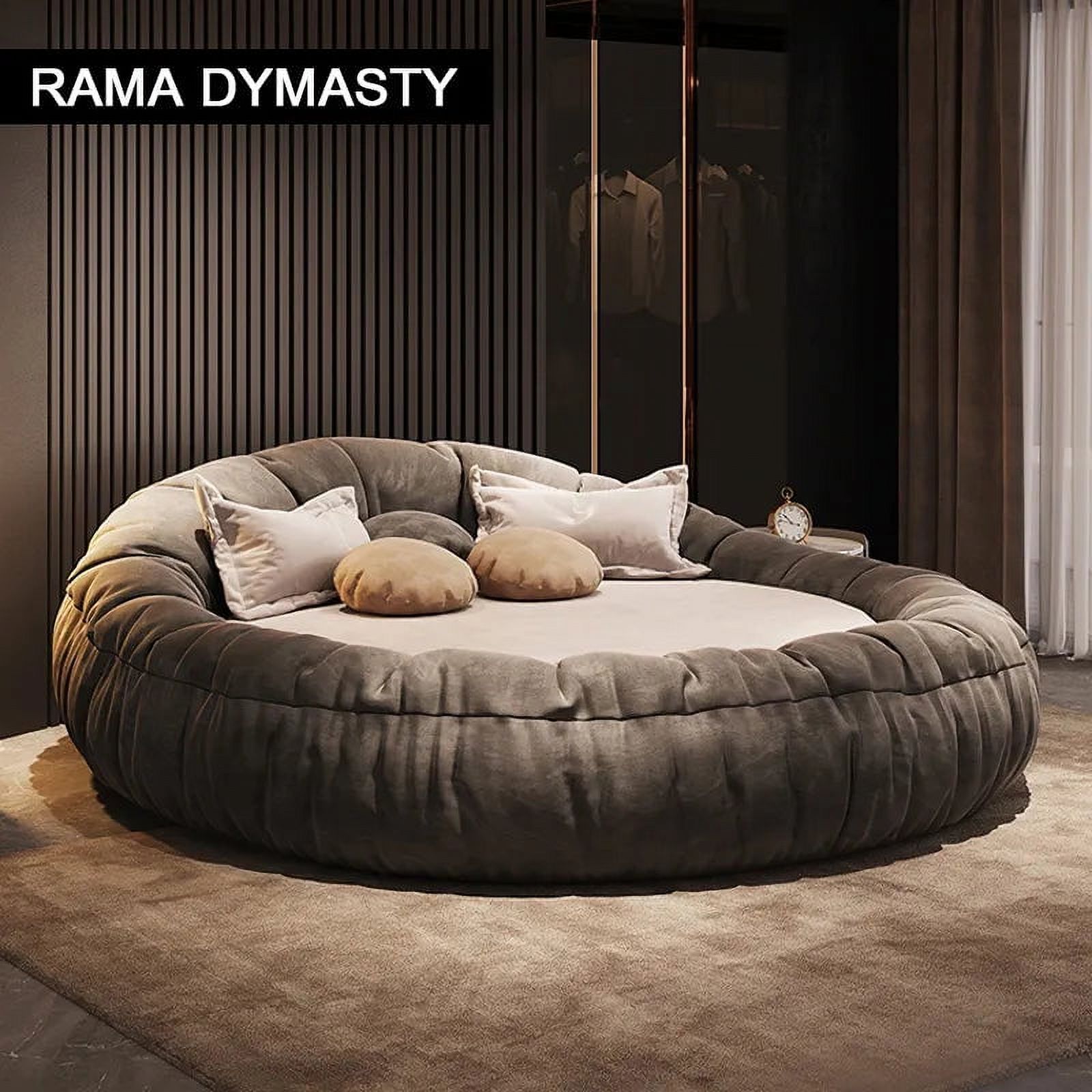 Modern Minimalist Round Bed Couple Bed 2M Italian Minimalist Master Bedroom Double Bed Light Luxury Fabric Bed