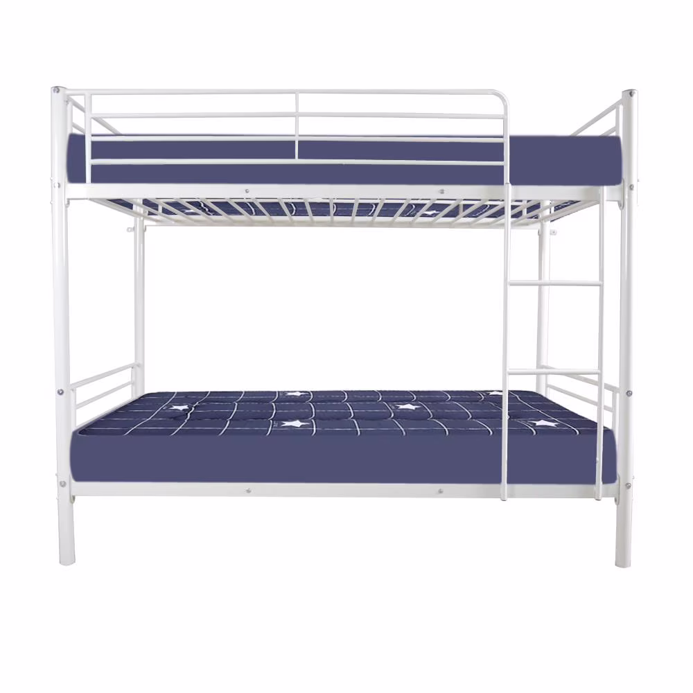 SalonMore Iron Bed Bunk Bed with Ladder for Kids,Twin Size White