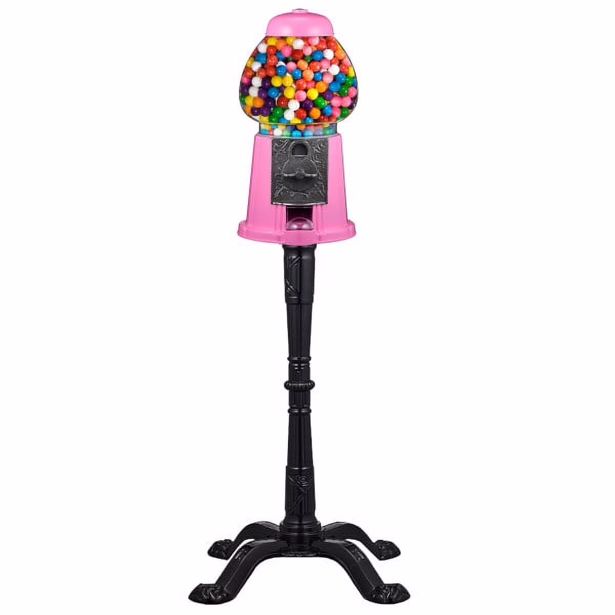 Gumball Machine with Stand - 15-inch Vintage Metal and Glass Candy Dispenser Machine Coin Operated Bank with Free Spin by Great Northern Popcorn