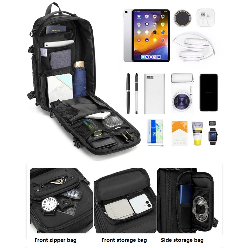 OZUKO Men's New Stylish Satchel Crossshoulder Bag Waterproof Multipurpose Travel Sports Outdoor Oxford Fabric Streetwear Tactics Breast Sling Bag for Hiking Cycling Travel for Ipad 11