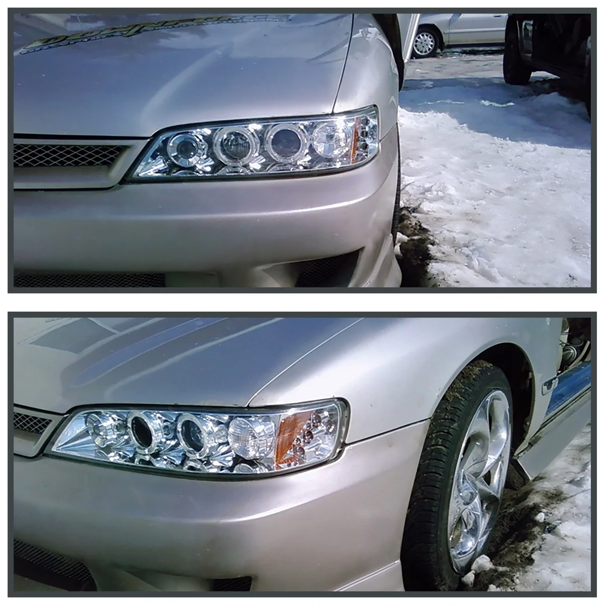 Spec-D Tuning LED Chrome Housing Clear Lens Projector Headlights Compatible with 1994-1997 Honda Accord 2-Door Coupe, 1994-1997 Honda Accord 4-Door Sedan Left + Right Pair Headlamps Assembly