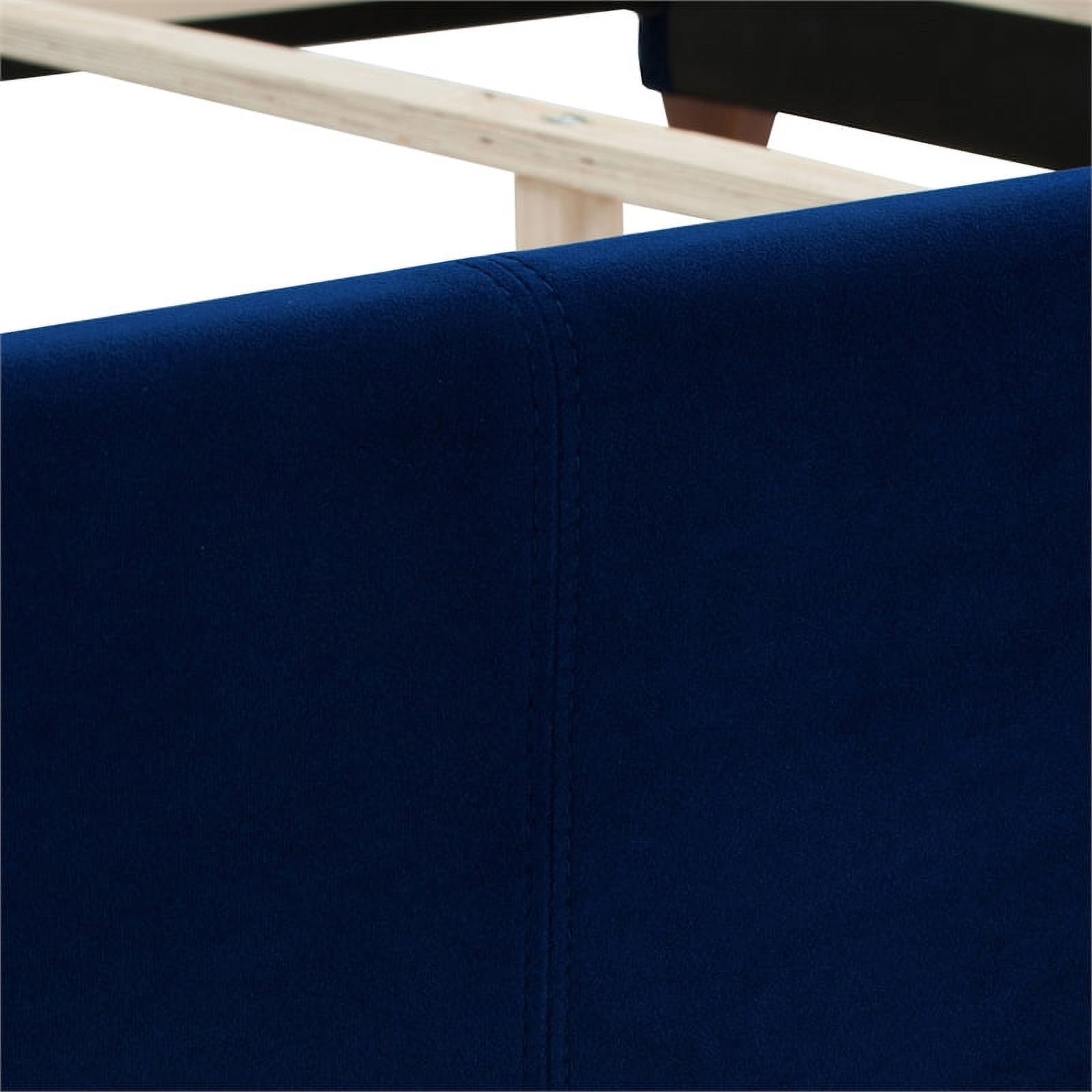 Maklaine Modern Hardwood Tufted Wingback Queen Bed in Navy Blue