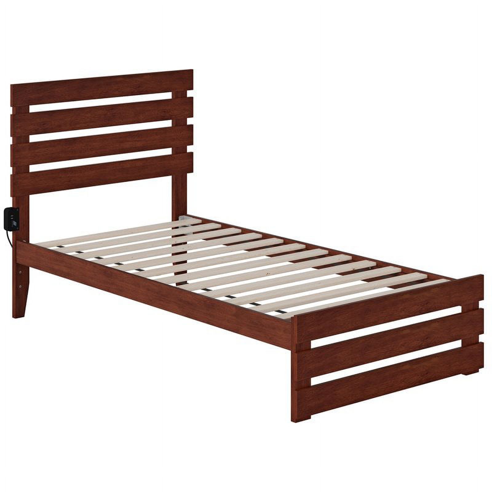 Bowery Hill Modern Solid Wood Twin Bed with Footboard in Walnut