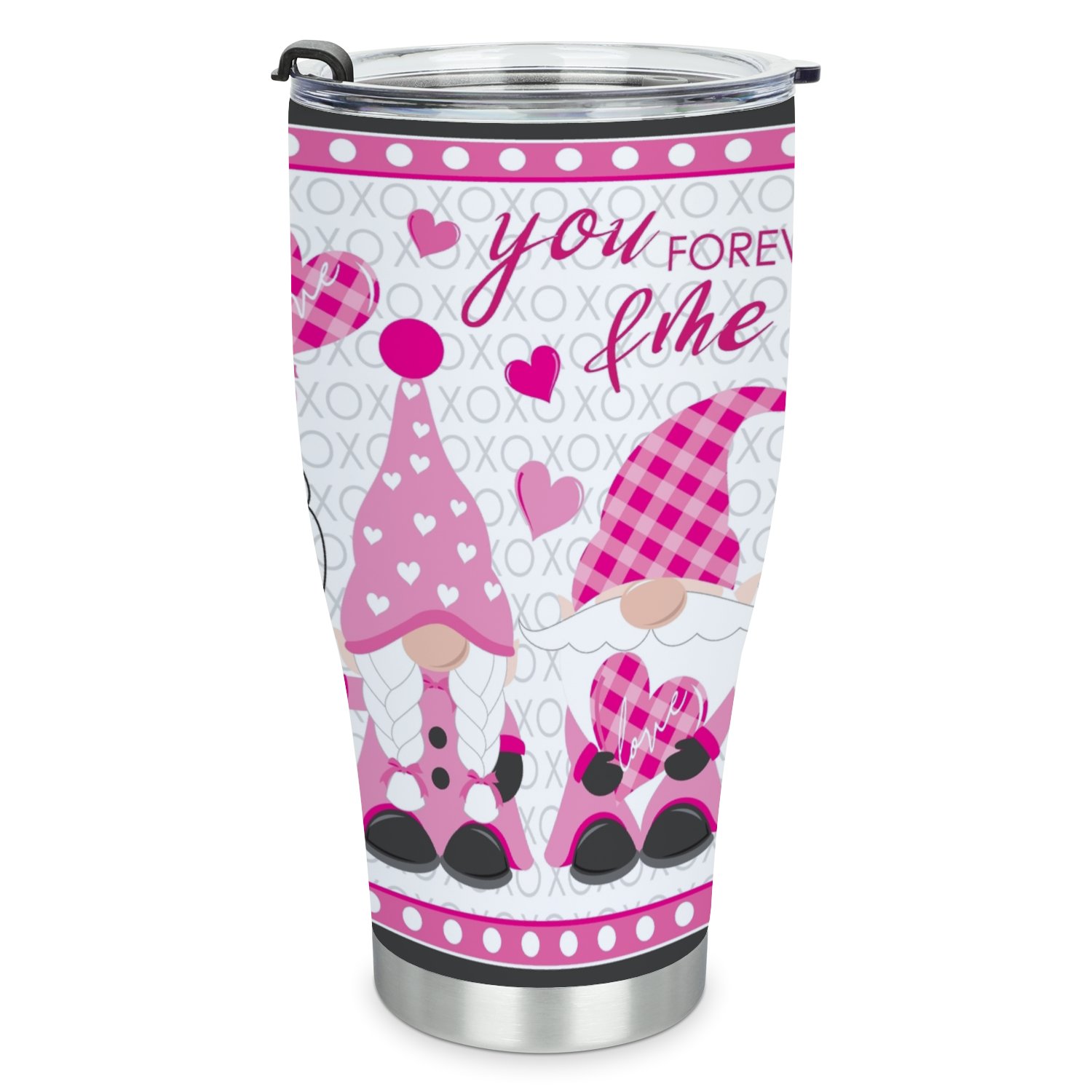 Hidove Stainless Steel Tumbler, Gnomes and Hearts 30oz Leak Proof & Stainless Steel Bottle for Hot & Cold Drinks - Coffee Travel Mug, Water Metal Canteen, Thermal Cup