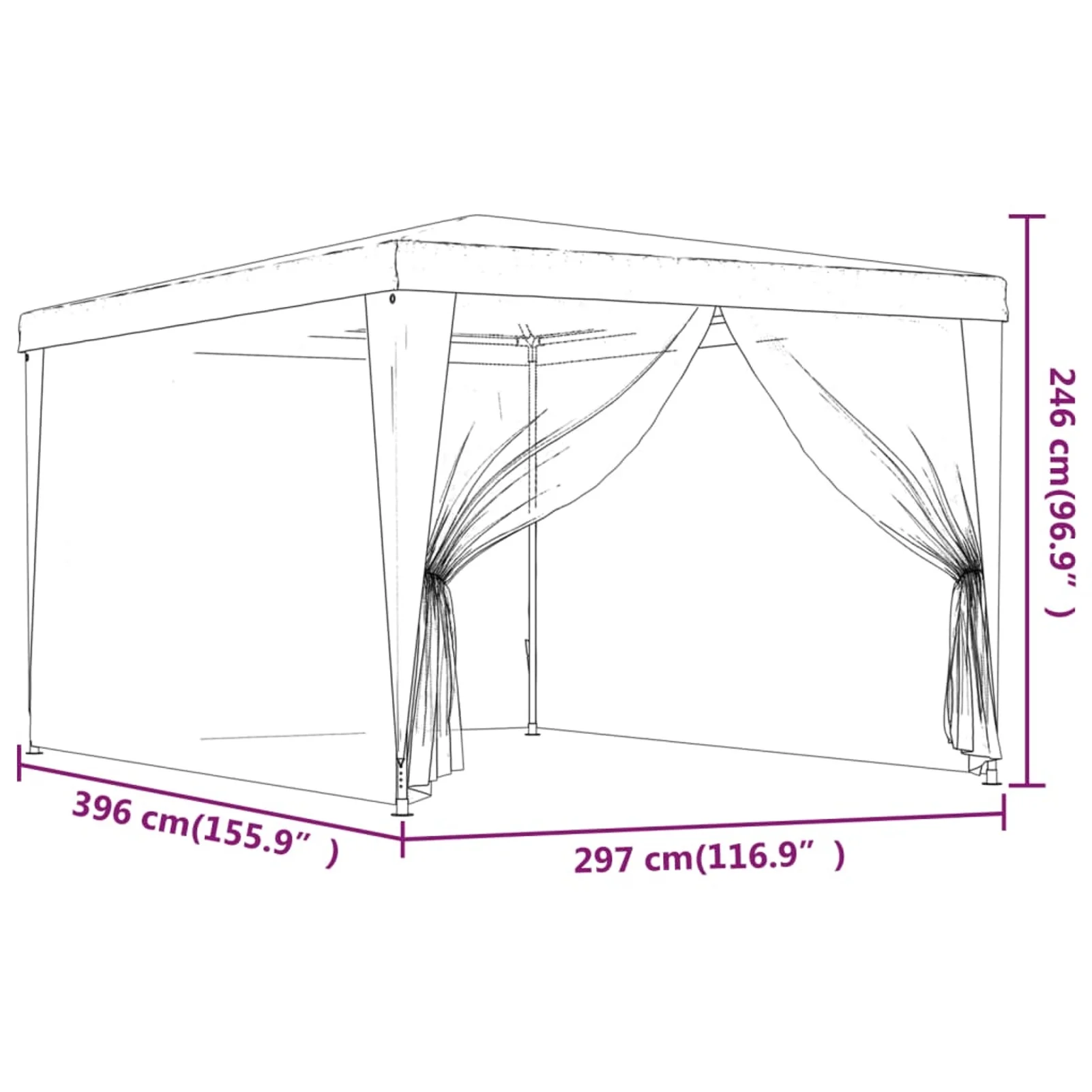 Andoer parcel,NetTent 9.8'x13.1' Hdpe Canopy Screen Walls With 4 Mesh Walls Mosquito Net Tent With Party Tent With Walls Mosquito Walls Canopy Tent Sidewalls Canopy ScreenTent Tent