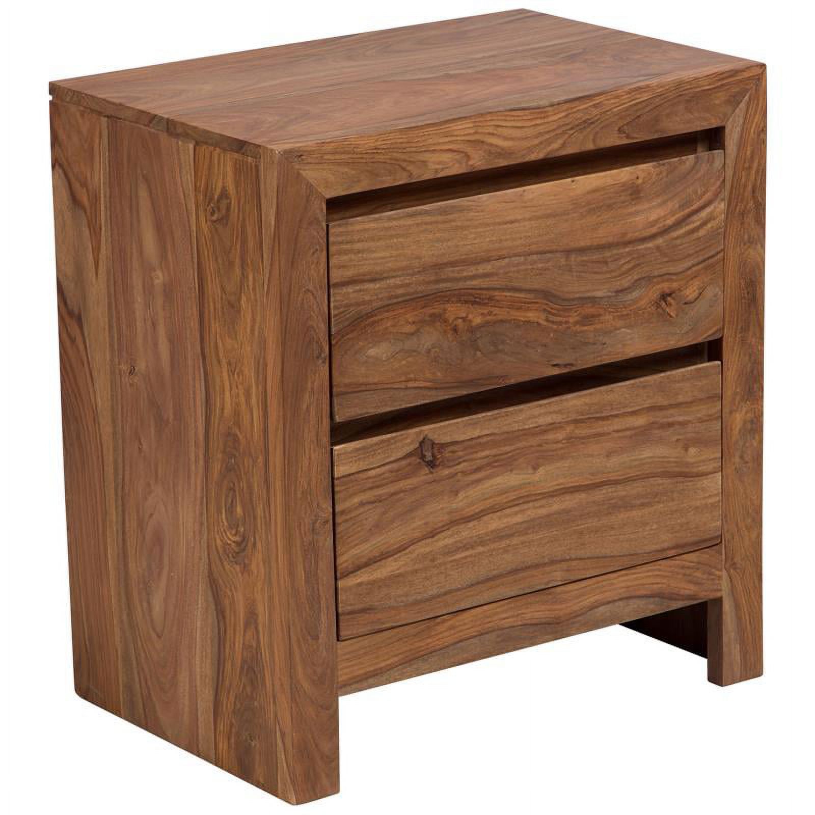 Avalon Mid-Century Modern Sheesham Wood 2 Drawer Nightstand