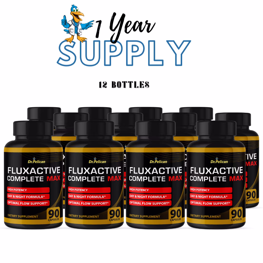 Fluxactive Complete MAX- Male Virility/ Energy/ Workout-12 Bottles- 1080 Capsules- Dr. Pelican