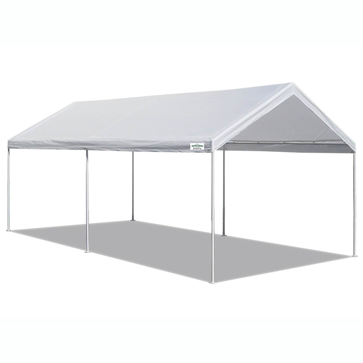 Caravan Canopy Domain 10 x 20 Ft White Carport Top & Sidewalls w/Anchor Set